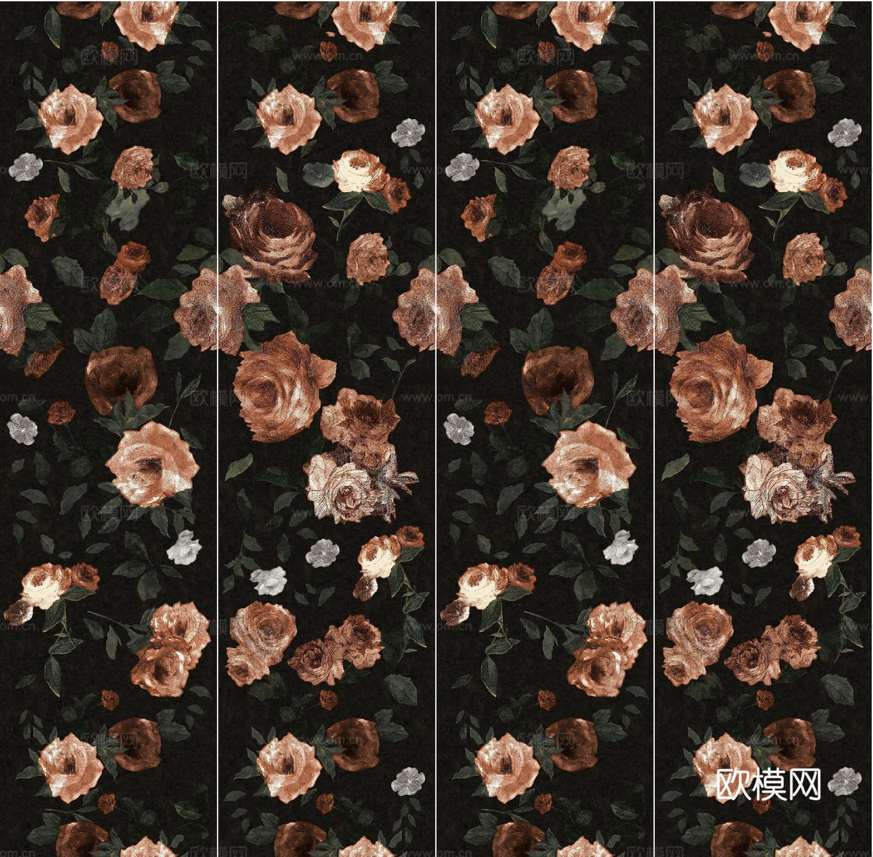 黑色复古花卉花砖