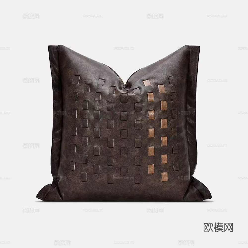 现代抱枕 枕头 皮革抱枕 拼接抱枕