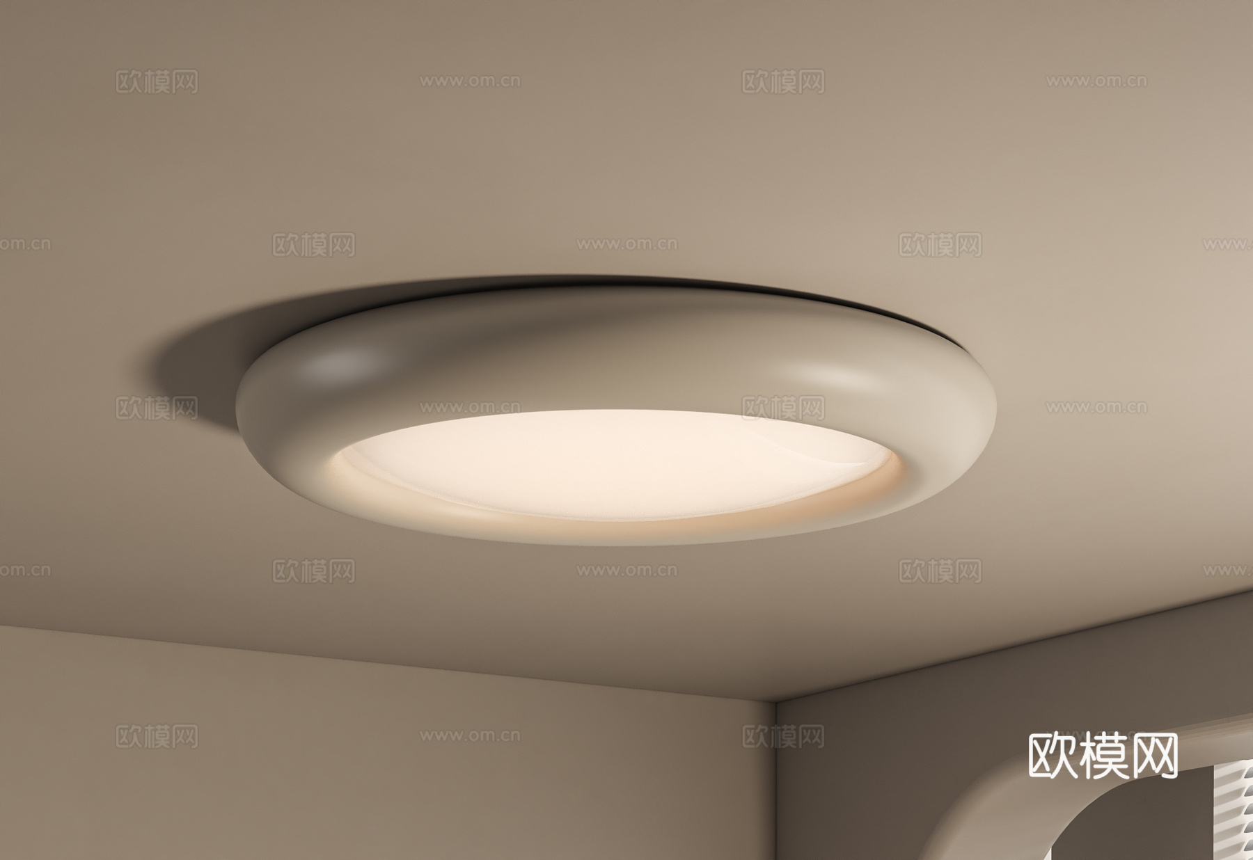 现代奶油吸顶灯su模型