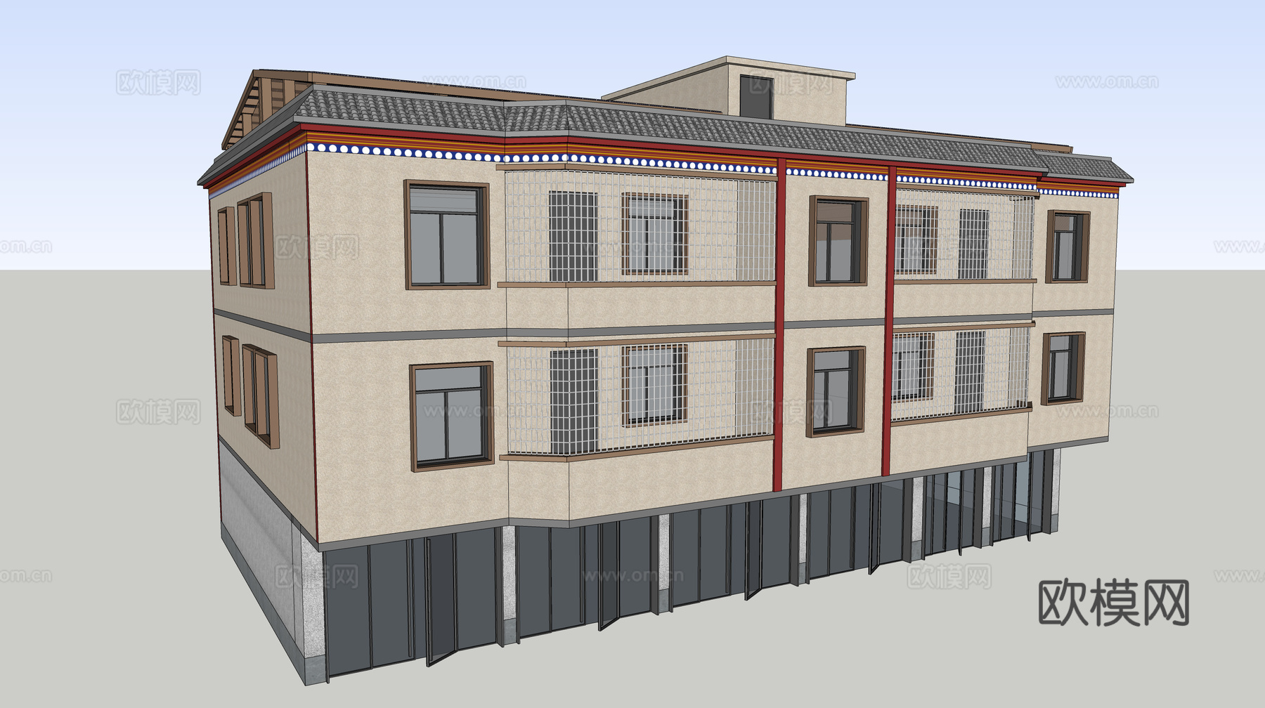 村镇居民楼民宅现代多层住宅自建房su模型