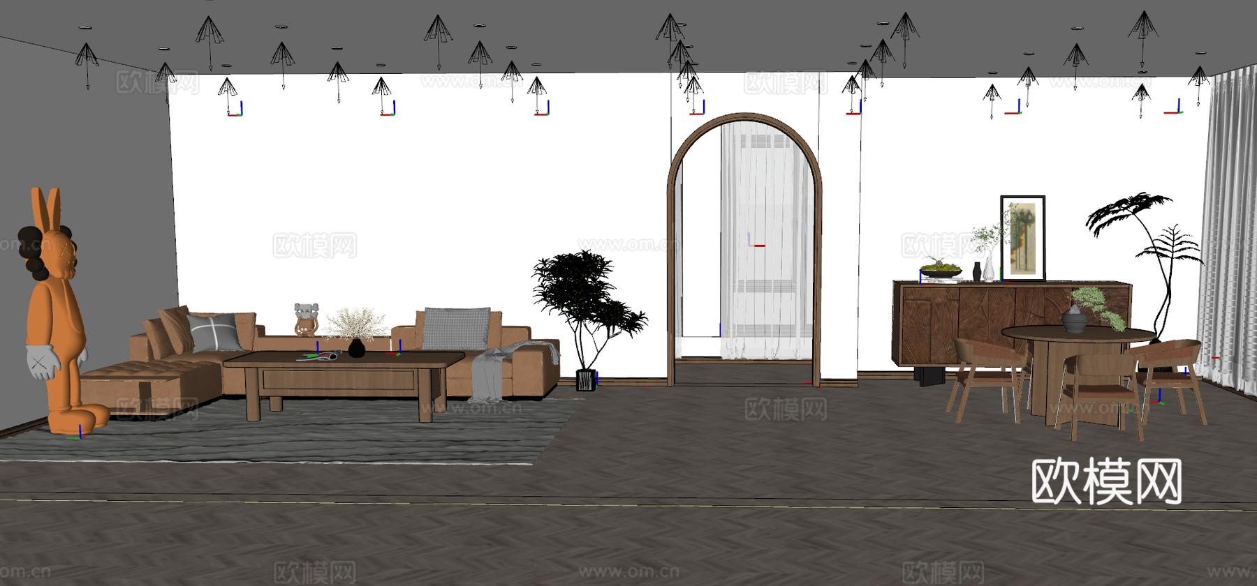 房间  沙发 茶几su模型