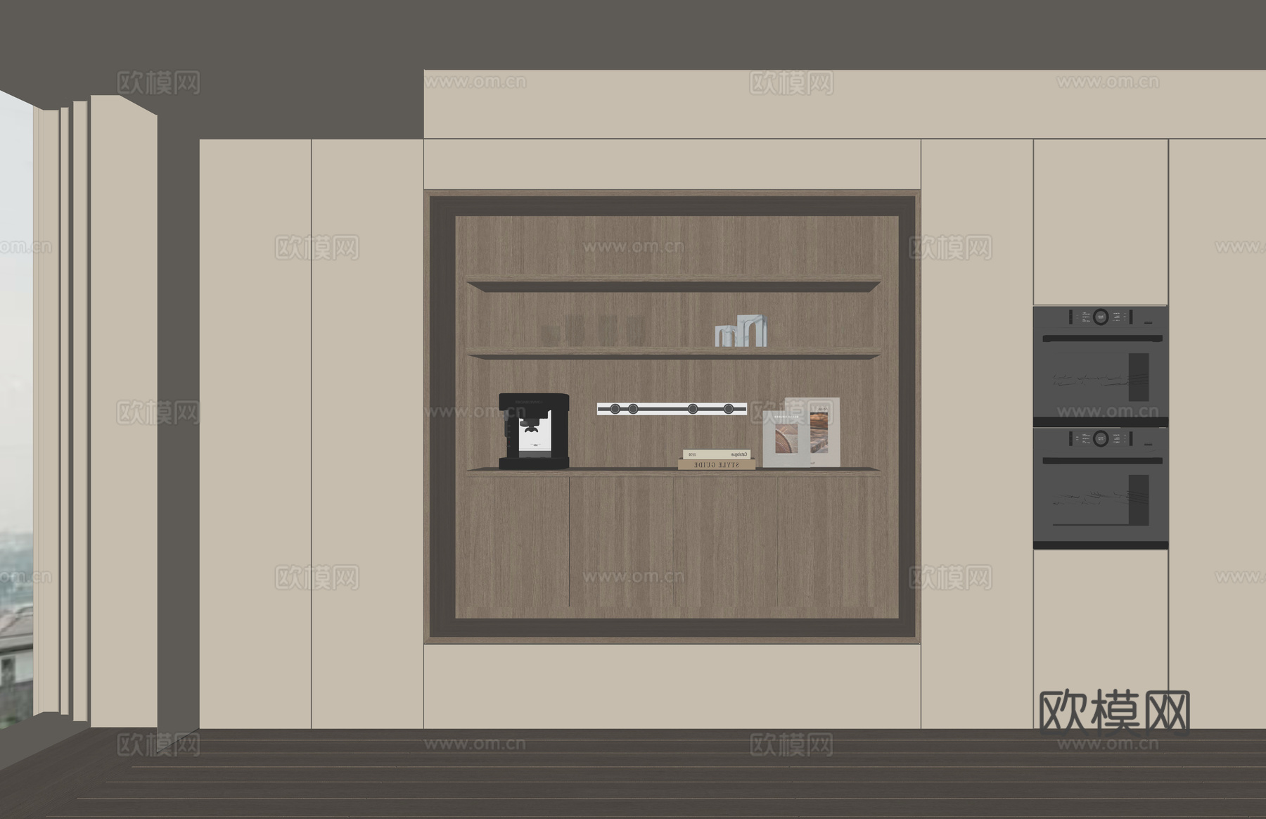 现代酒柜餐边柜su模型