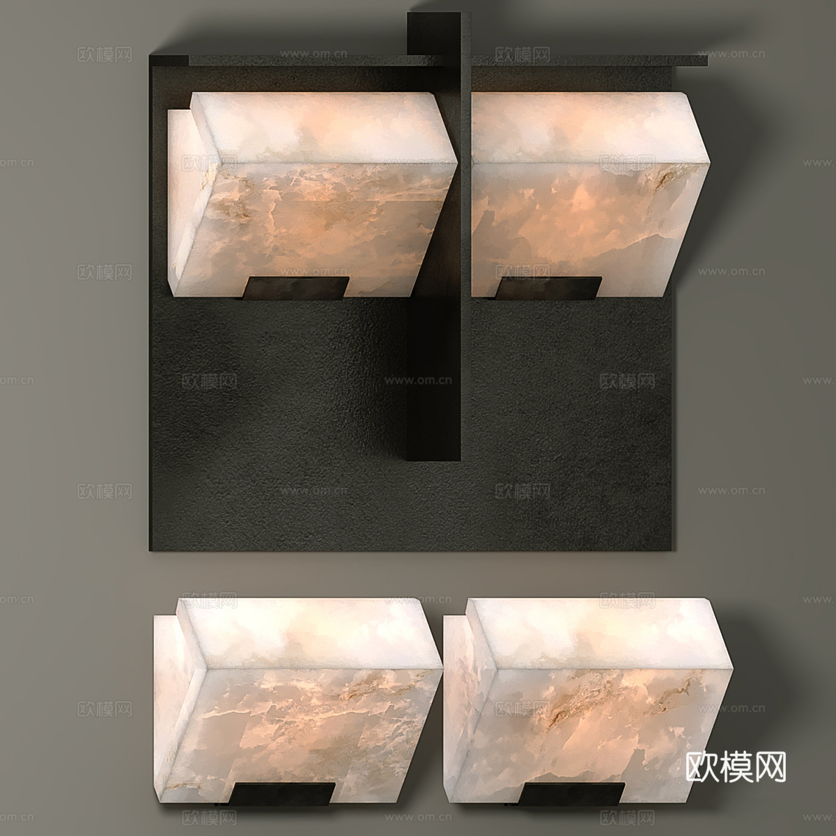现代轻奢透光石装饰壁灯3d模型下载（渲染图3）