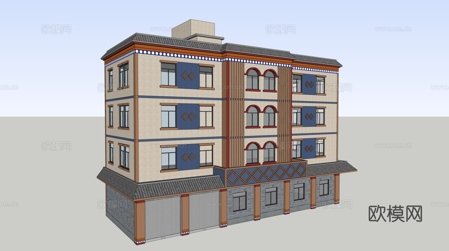 村镇居民楼民宅现代多层住宅自建房su模型
