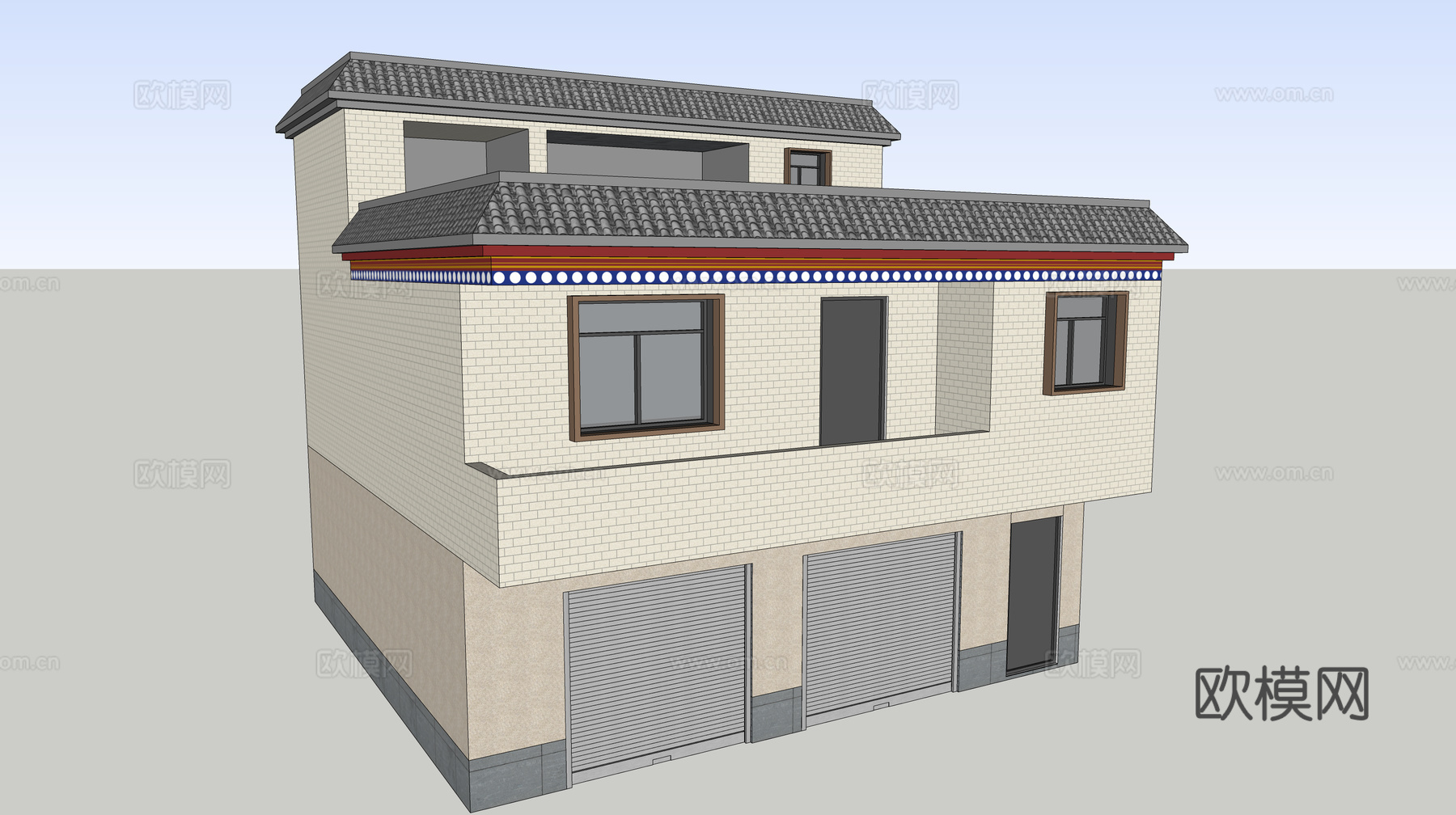 村镇居民楼民宅现代多层住宅自建房su模型