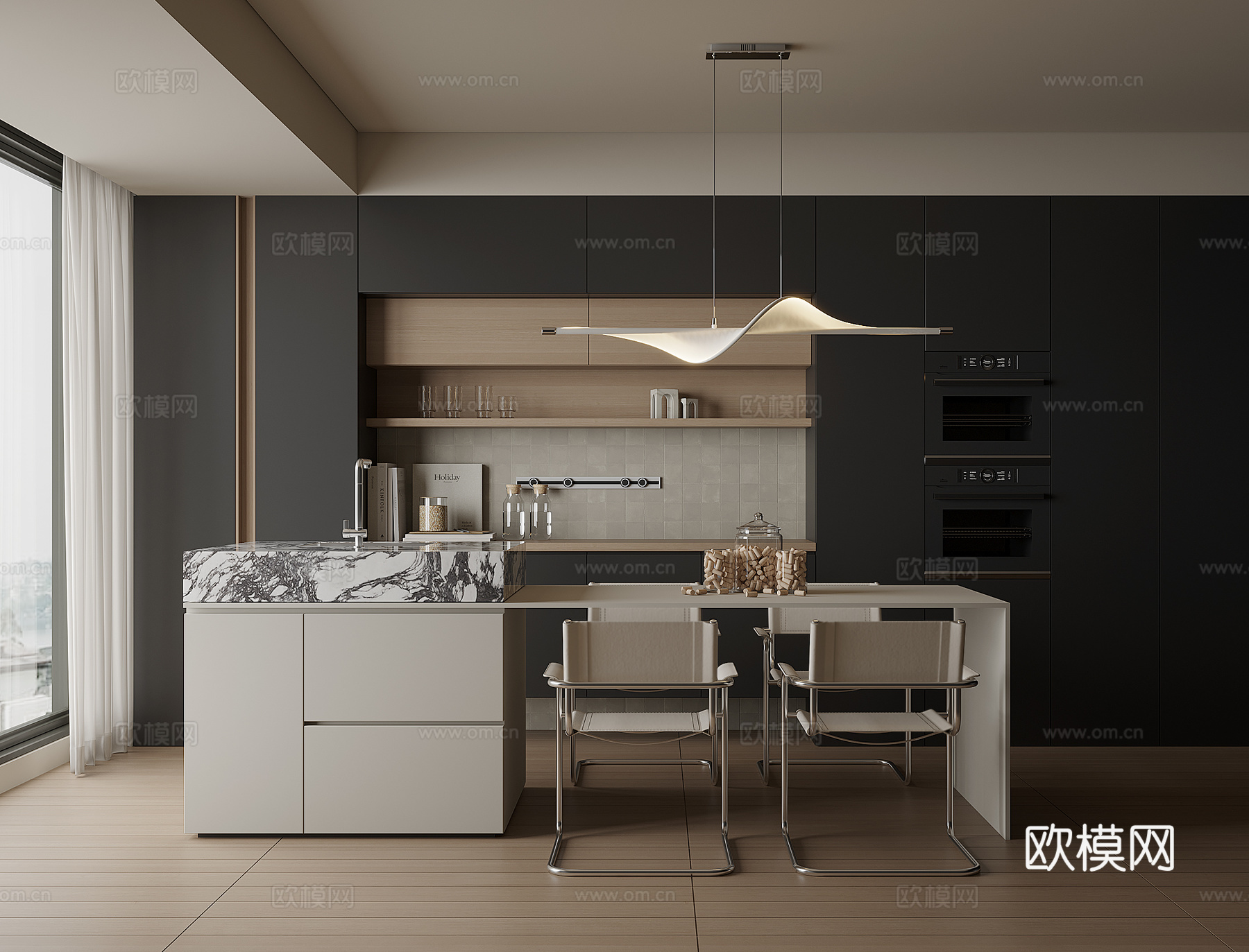 现代家居餐厅su模型