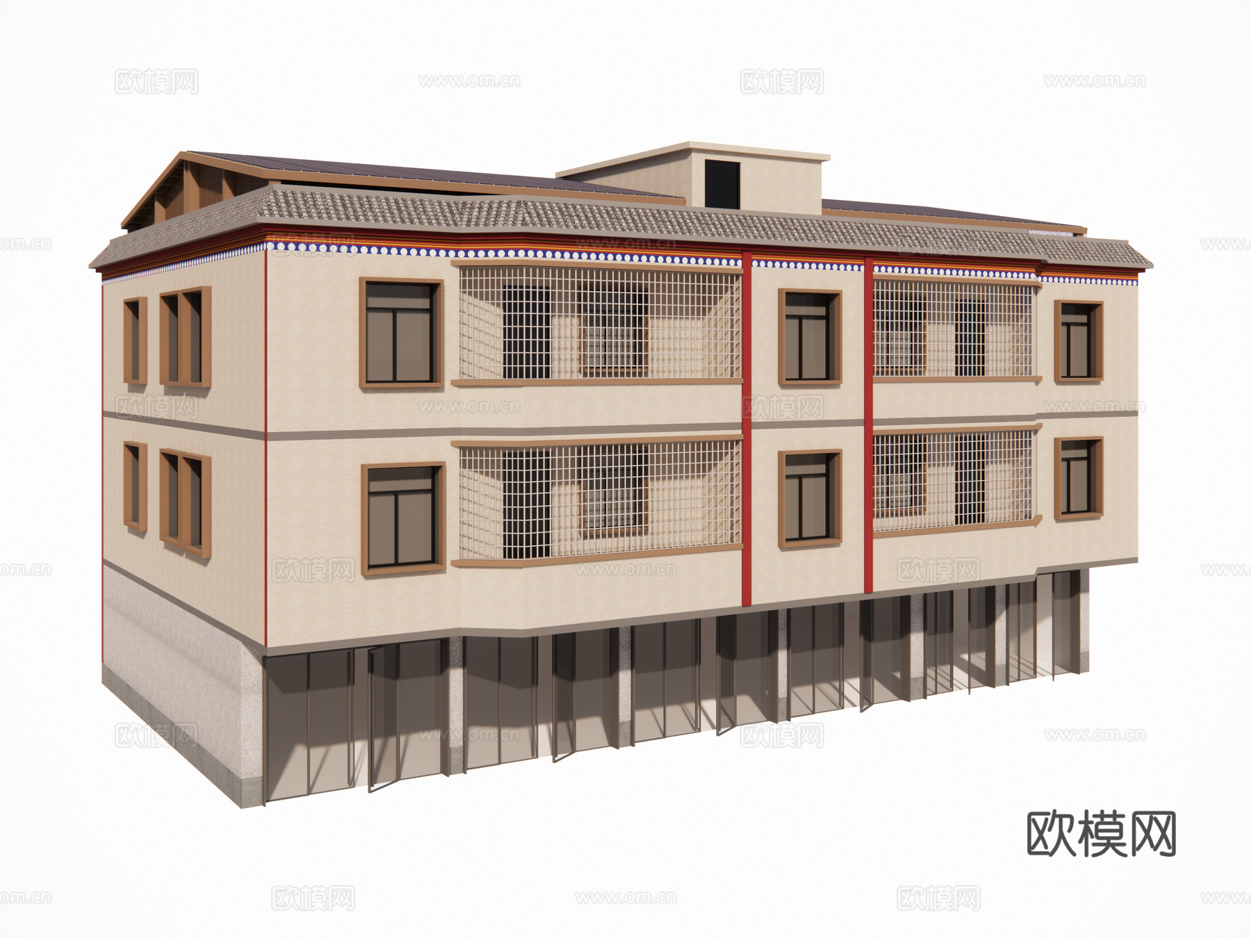 村镇居民楼民宅现代多层住宅自建房su模型