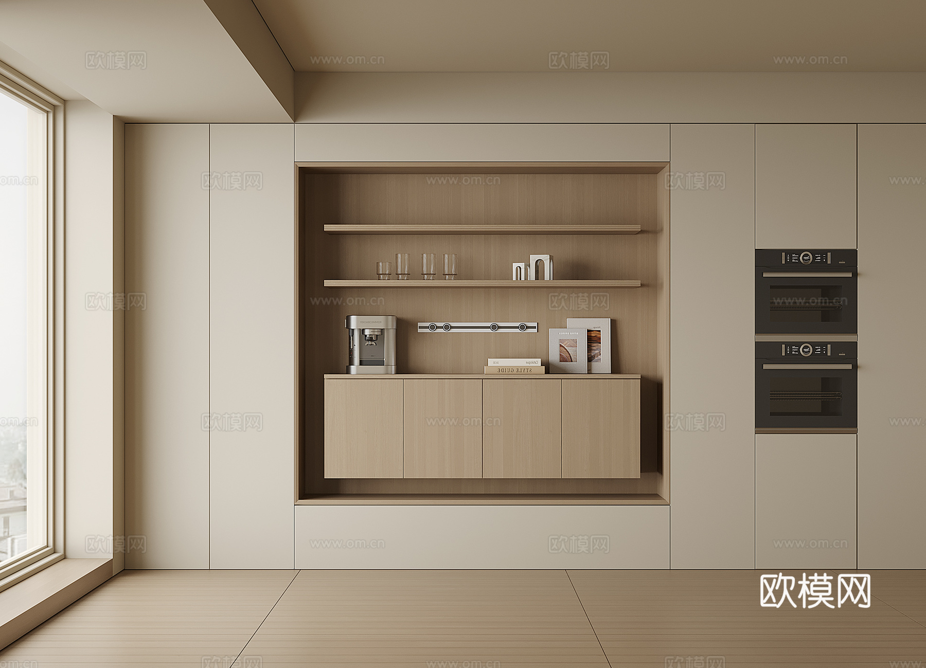 现代酒柜餐边柜su模型