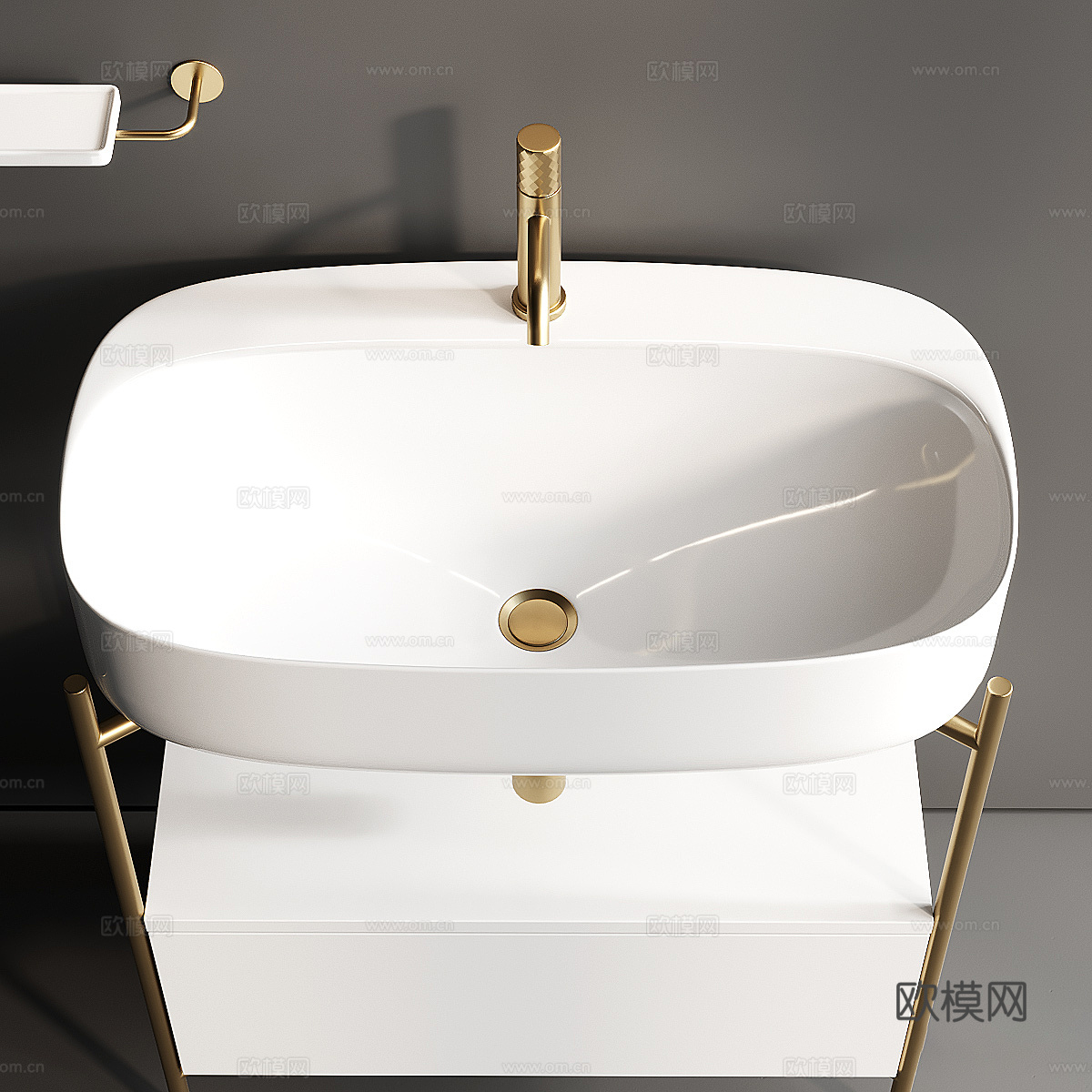 现代轻奢台盆柜 浴室柜3d模型下载（渲染图3）