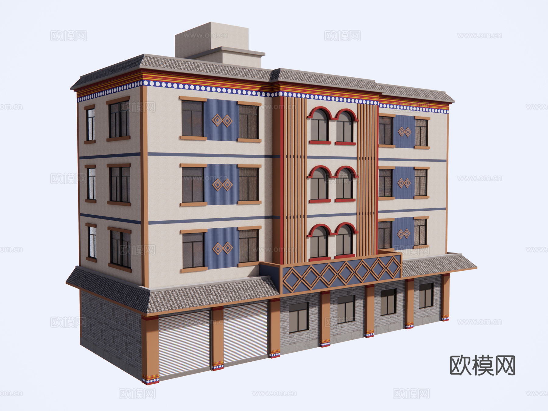 村镇居民楼民宅现代多层住宅自建房su模型