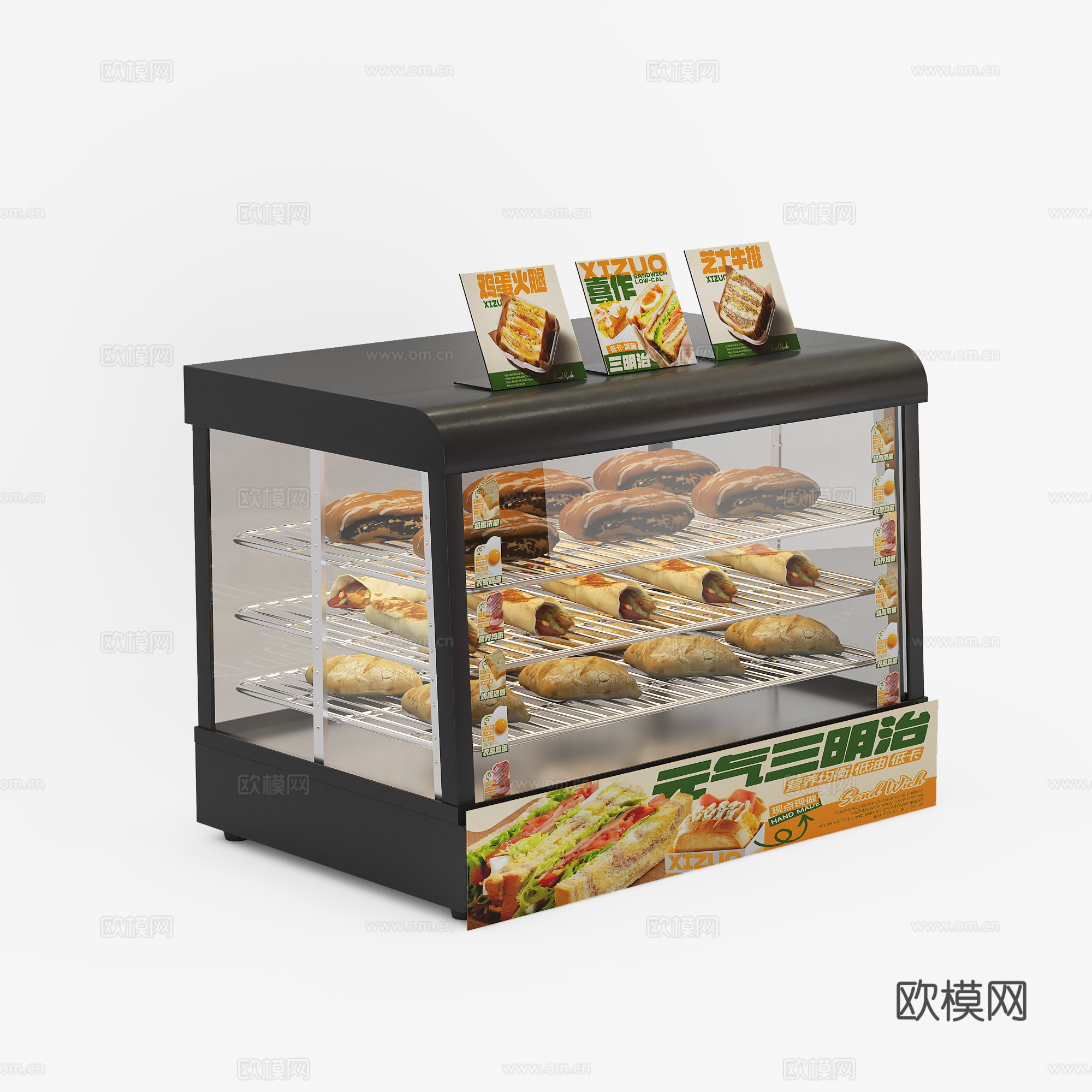 商用保温柜 便利店食物恒温柜 熟食柜 面包汉堡炸鸡保温箱3d模型下载（渲染图1）