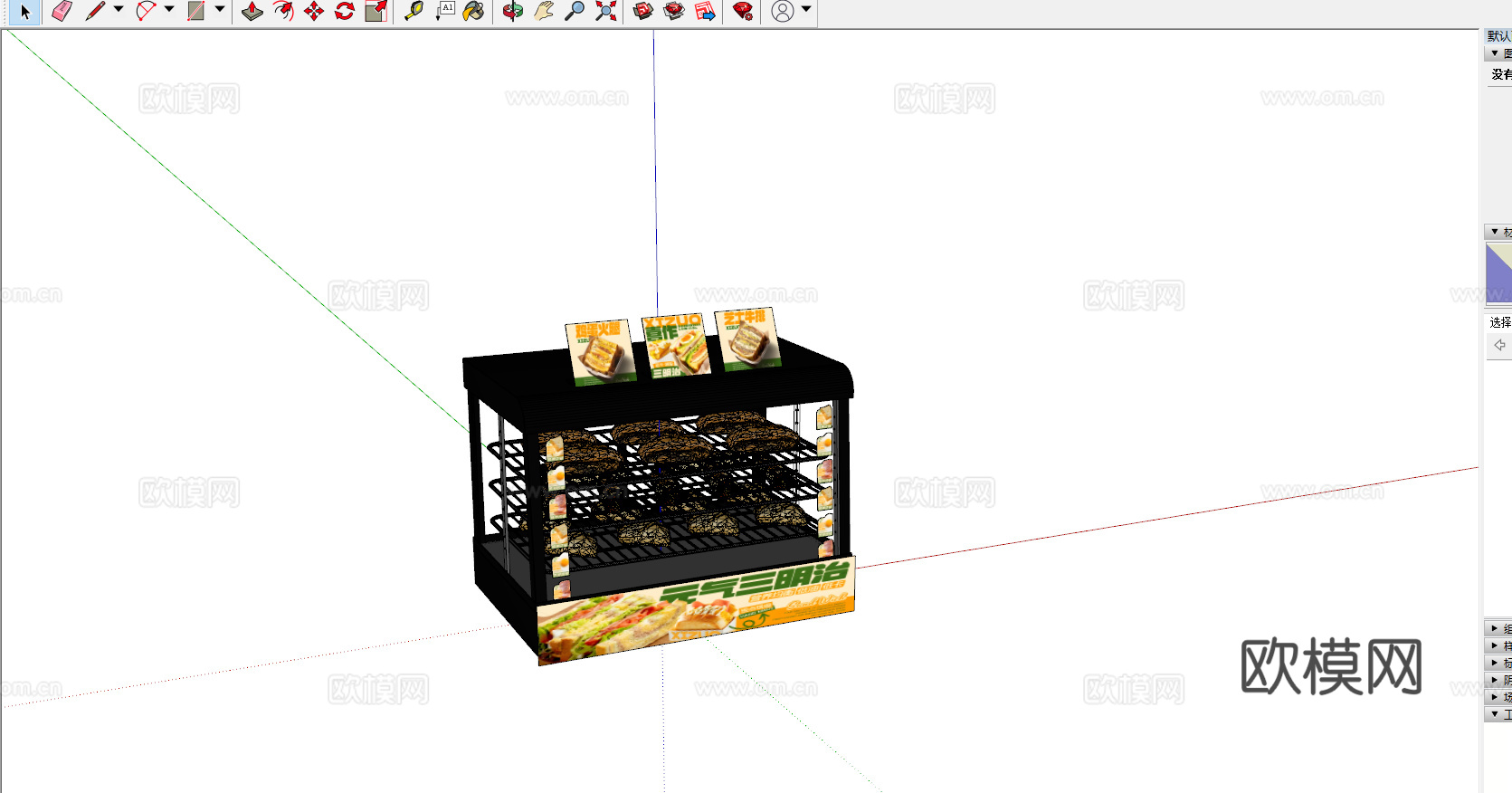 商用保温柜 便利店食物恒温柜 熟食柜 面包汉堡炸鸡保温箱su模型
