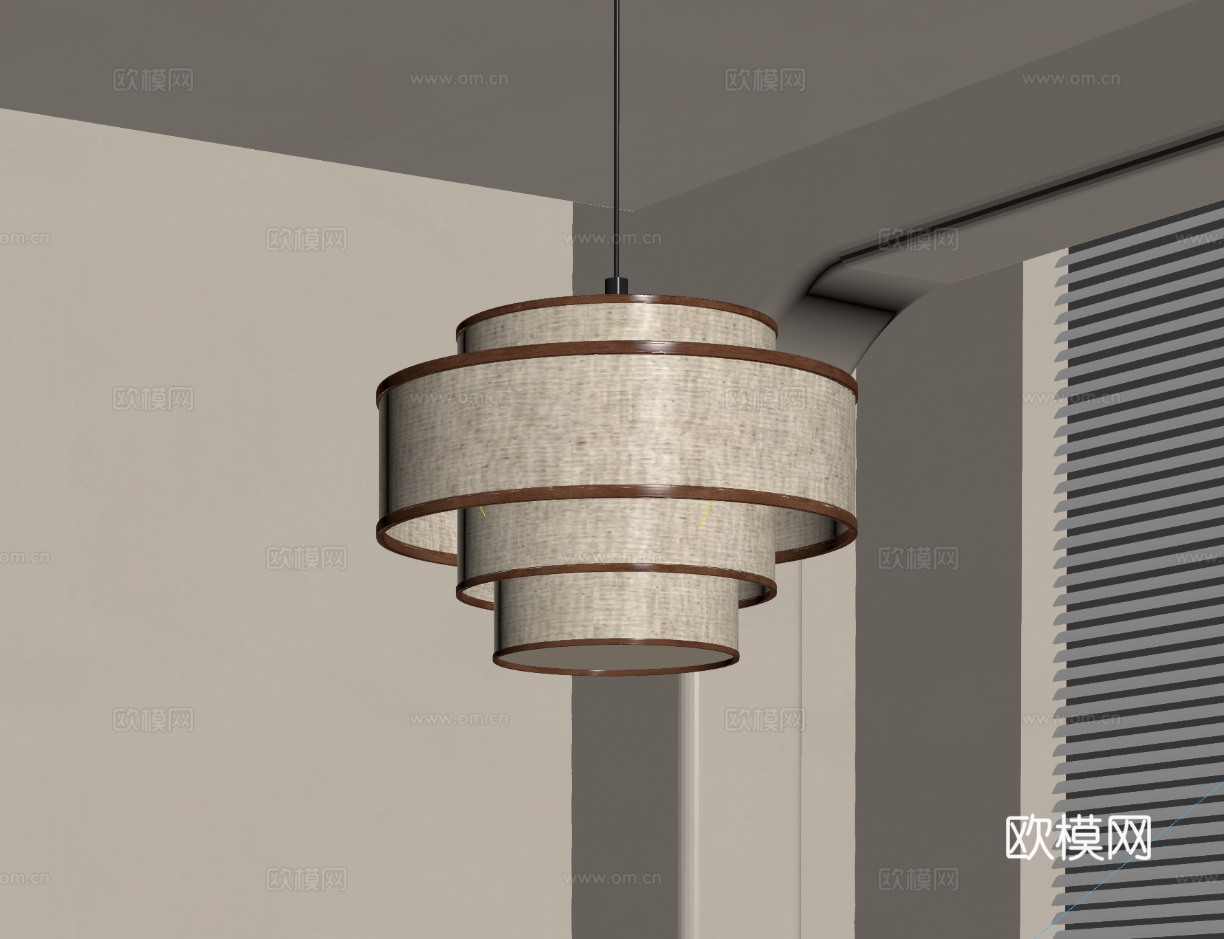 新中式中古吊灯 客厅吊灯 餐厅吊灯su模型