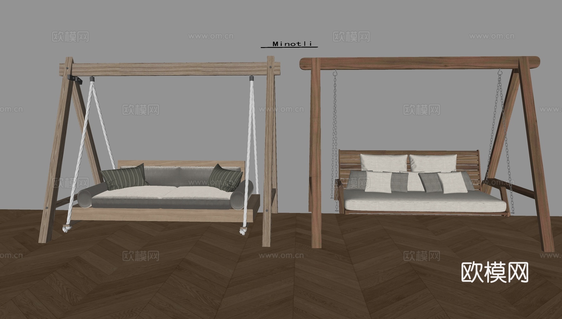 秋千椅吊椅 坐垫靠枕su模型