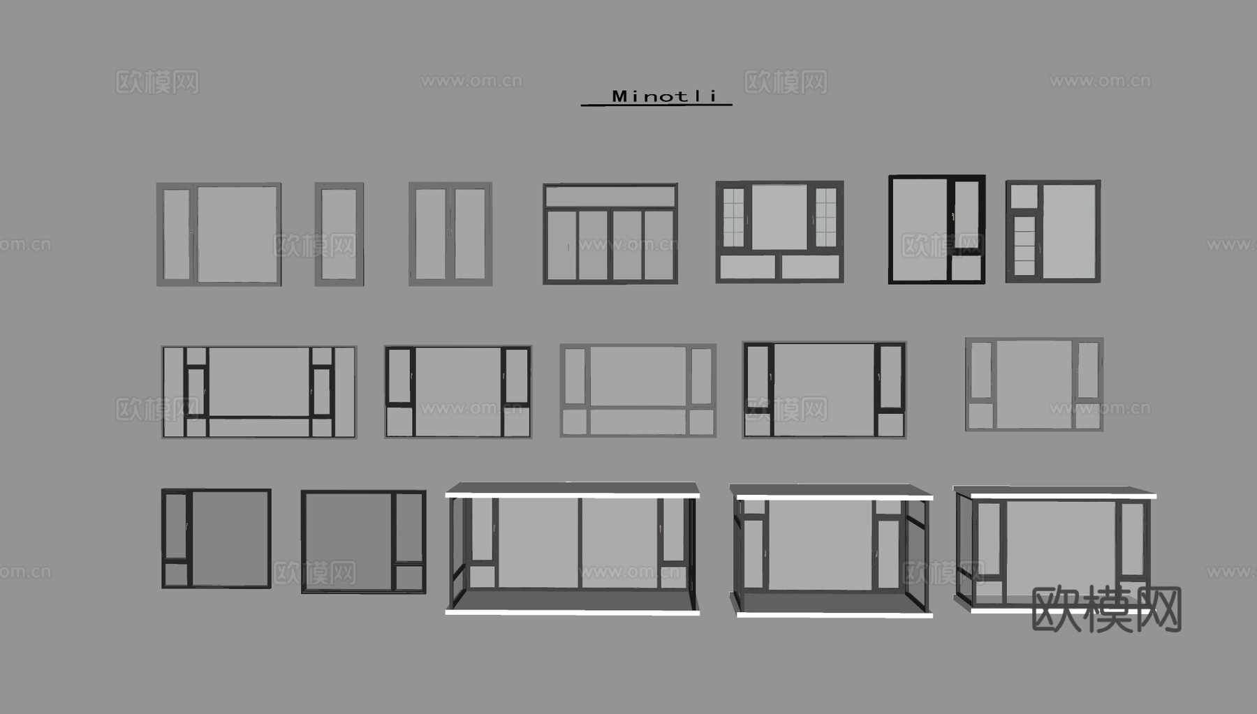 断桥铝平开窗 阳台窗飘窗玻璃窗 单开窗单扇窗su模型