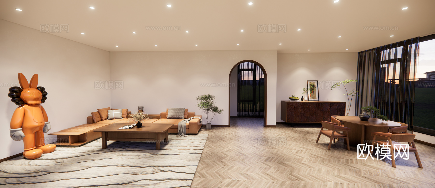 房间  沙发 茶几su模型