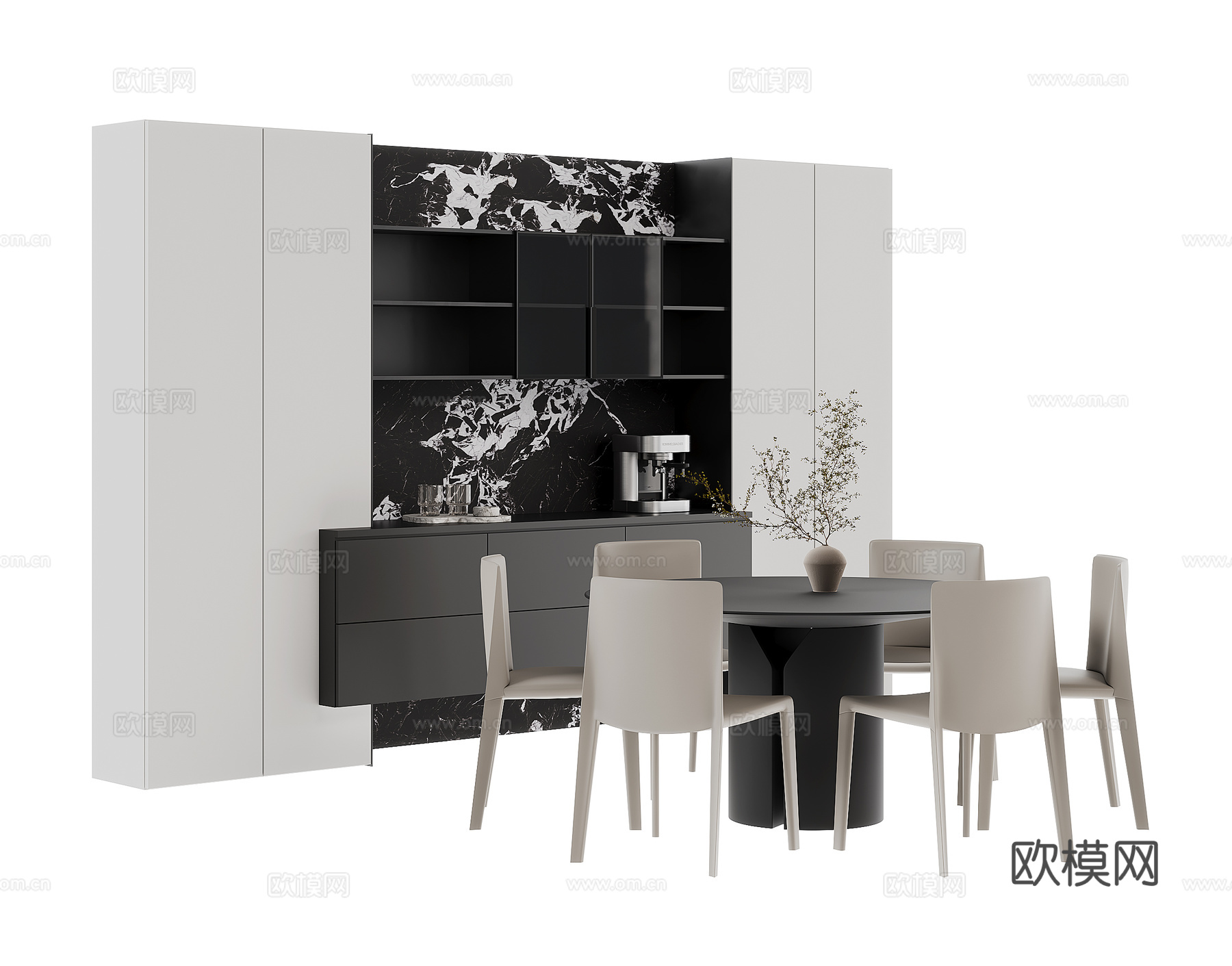现代餐桌椅组合su模型