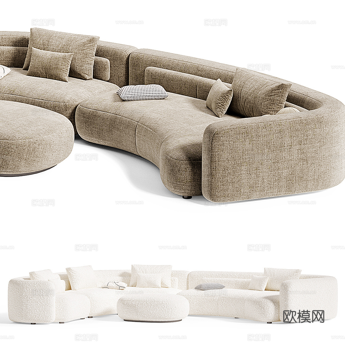 现代意式 Minotti Corner Bezier 沙发3d模型下载（渲染图4）