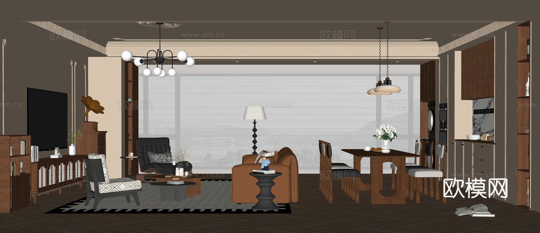 法式中古风客餐厅su模型