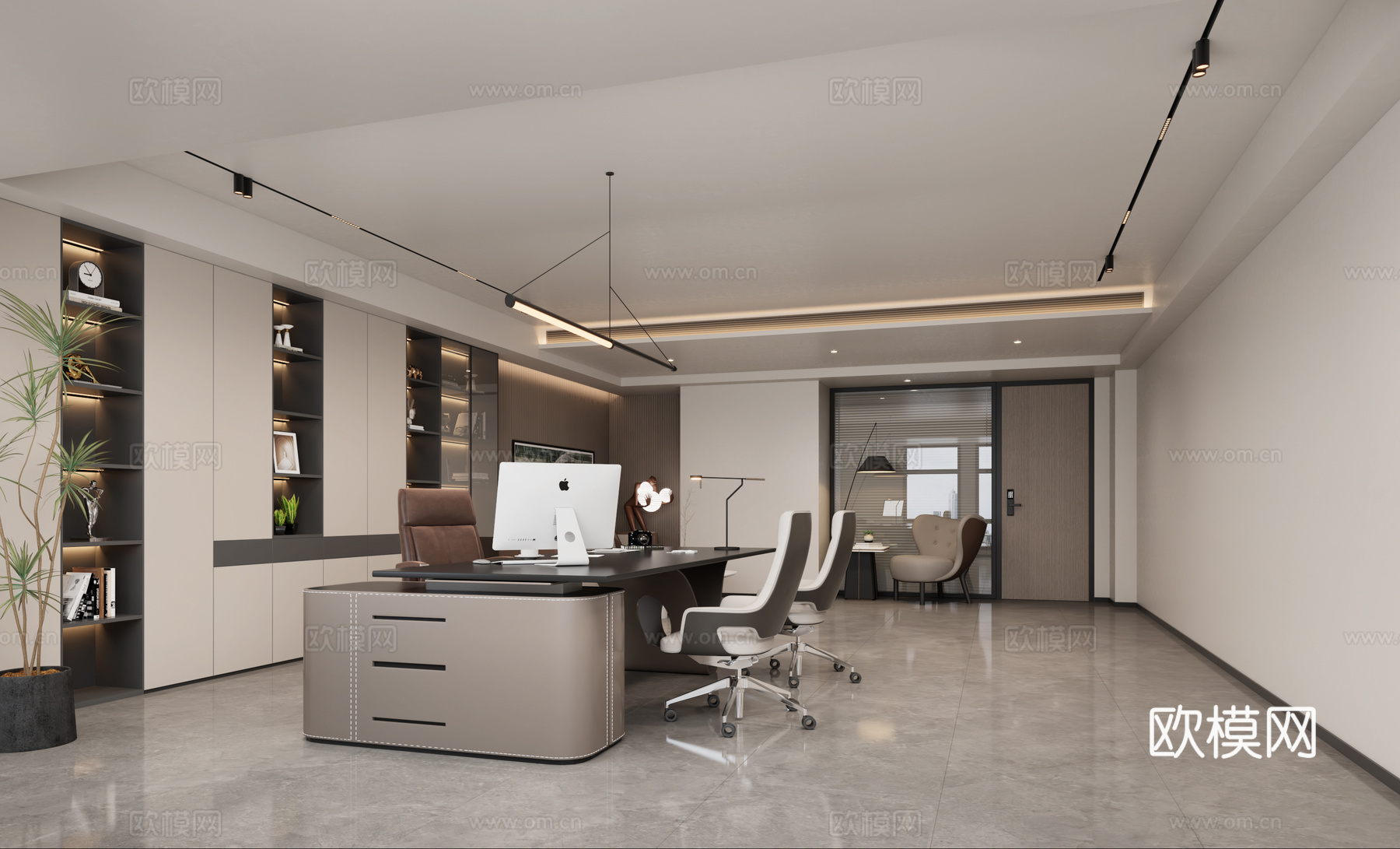 意式办公室 总经理办公室 经理办公室 财务室 现代办公室3d模型下载