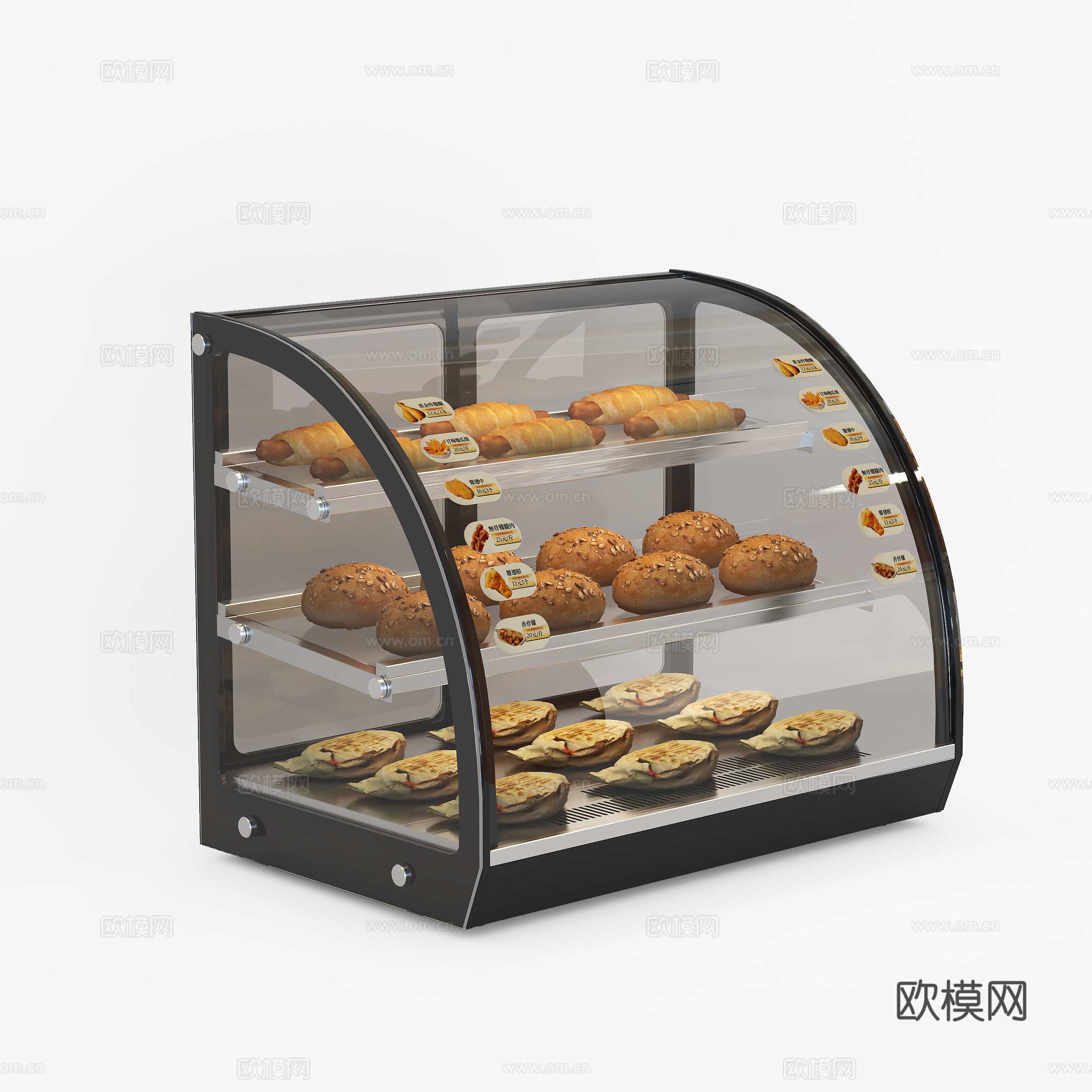 商用保温柜 烤肠机 便利店食物恒温柜熟食柜面包汉堡炸鸡保温箱3d模型下载（渲染图1）