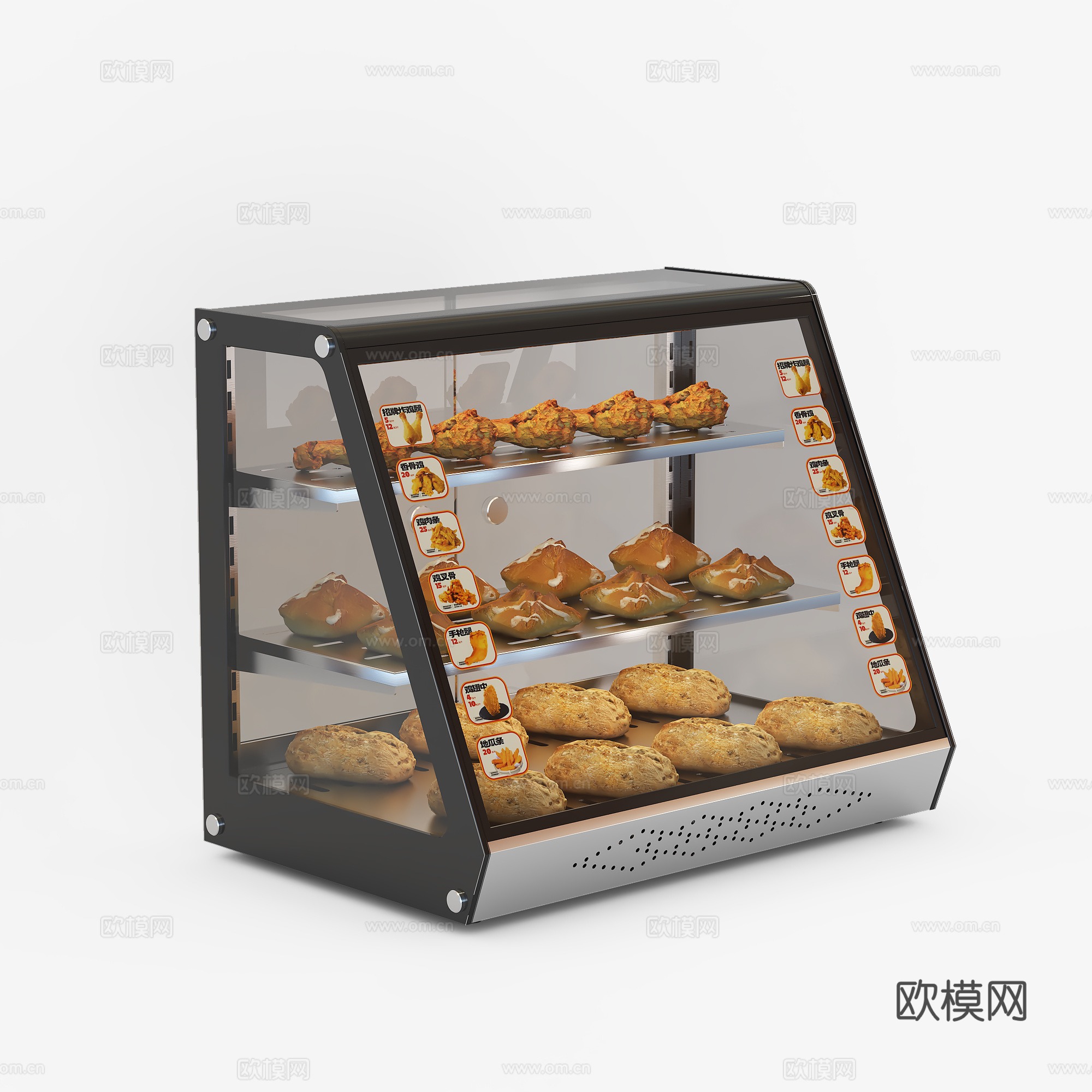 商用保温柜烤肠机便利店食物恒温柜熟食柜面包汉堡炸鸡保温箱su模型