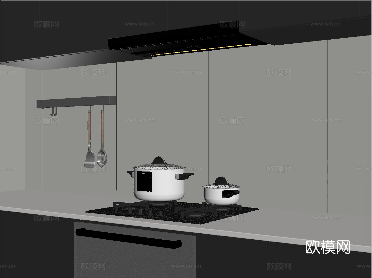 现代油烟机 灶具 炉具 燃气灶 厨房电器su模型