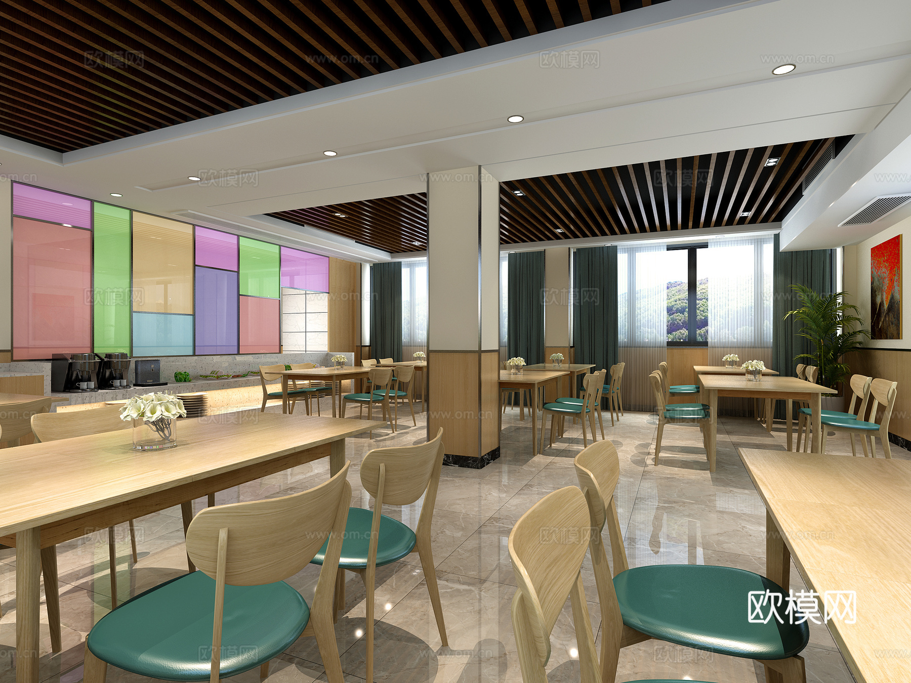 中式新中式餐饮空间3d模型下载