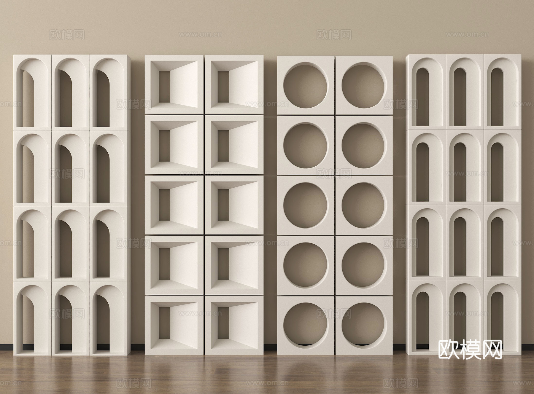 现代水泥砖隔断 镂空水泥砖隔断 空心砖 镂空砖su模型