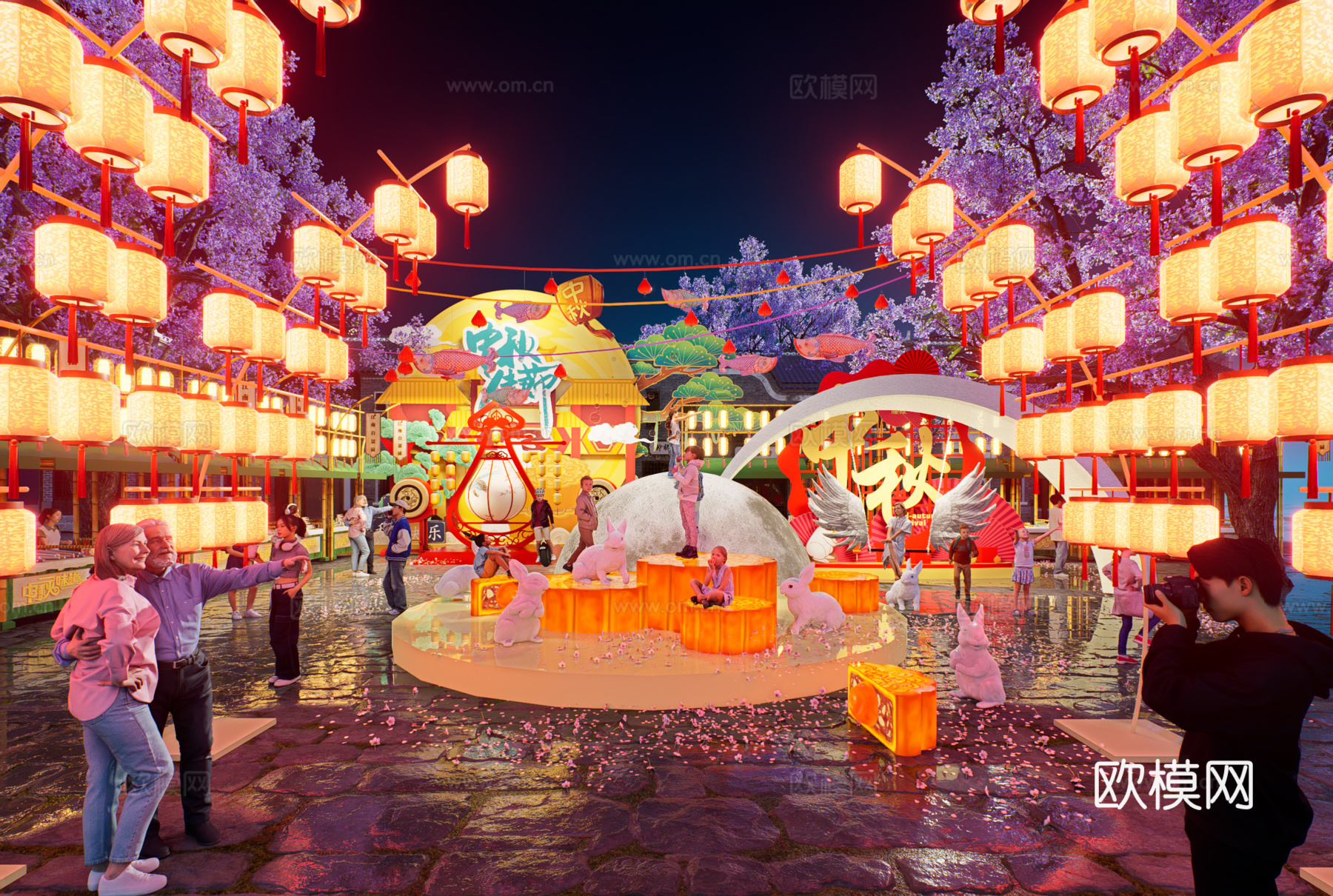 网红打卡国潮古风非遗文化中秋节su模型