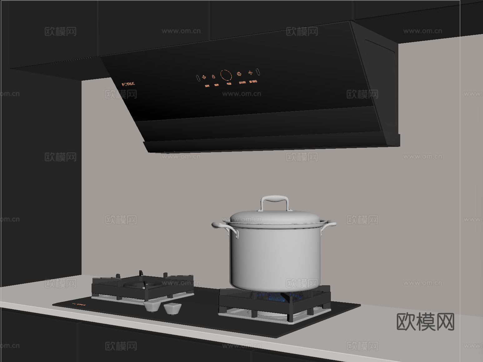 现代油烟机 灶具 炉具 燃气灶 厨房电器su模型