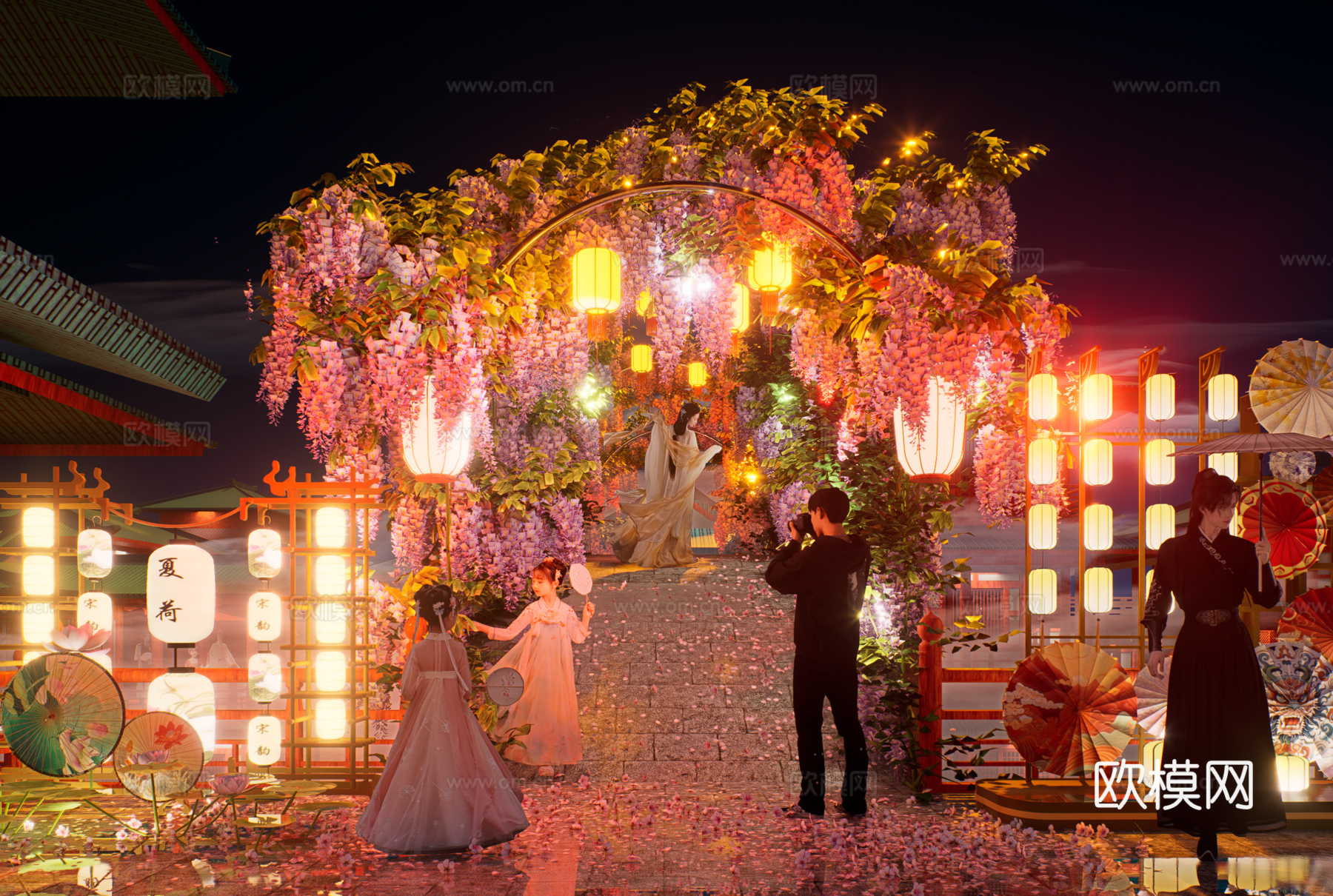 网红打卡国潮古风非遗文化中秋节su模型