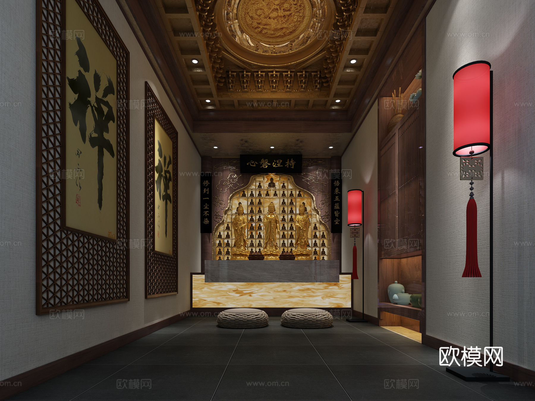 新中式福堂足迹设计室 佛堂3d模型下载