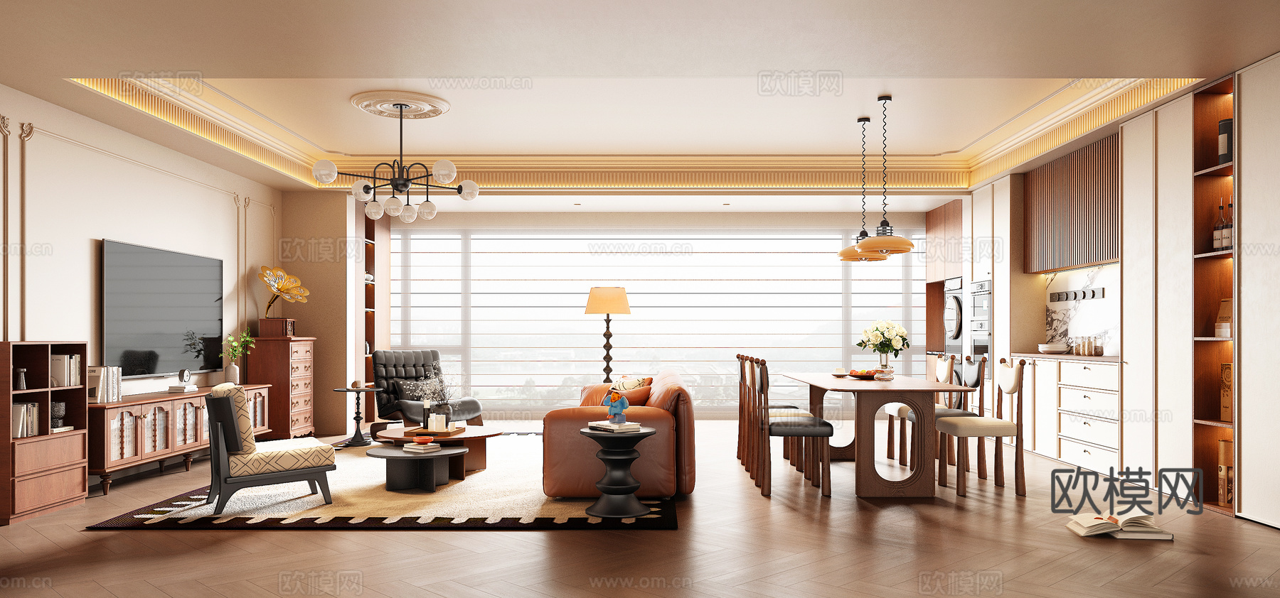 法式中古风客餐厅su模型