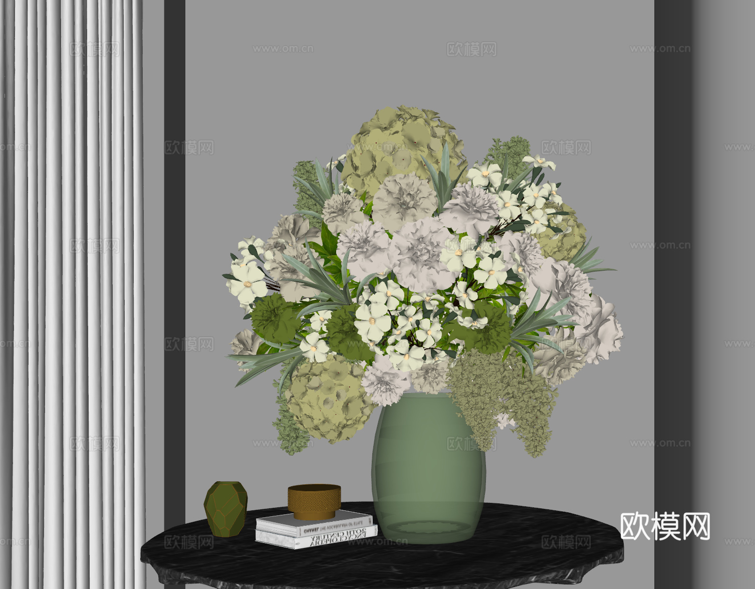 花瓶 现代花艺盆景 玻璃花瓶 装饰摆件 花 现代花艺su模型