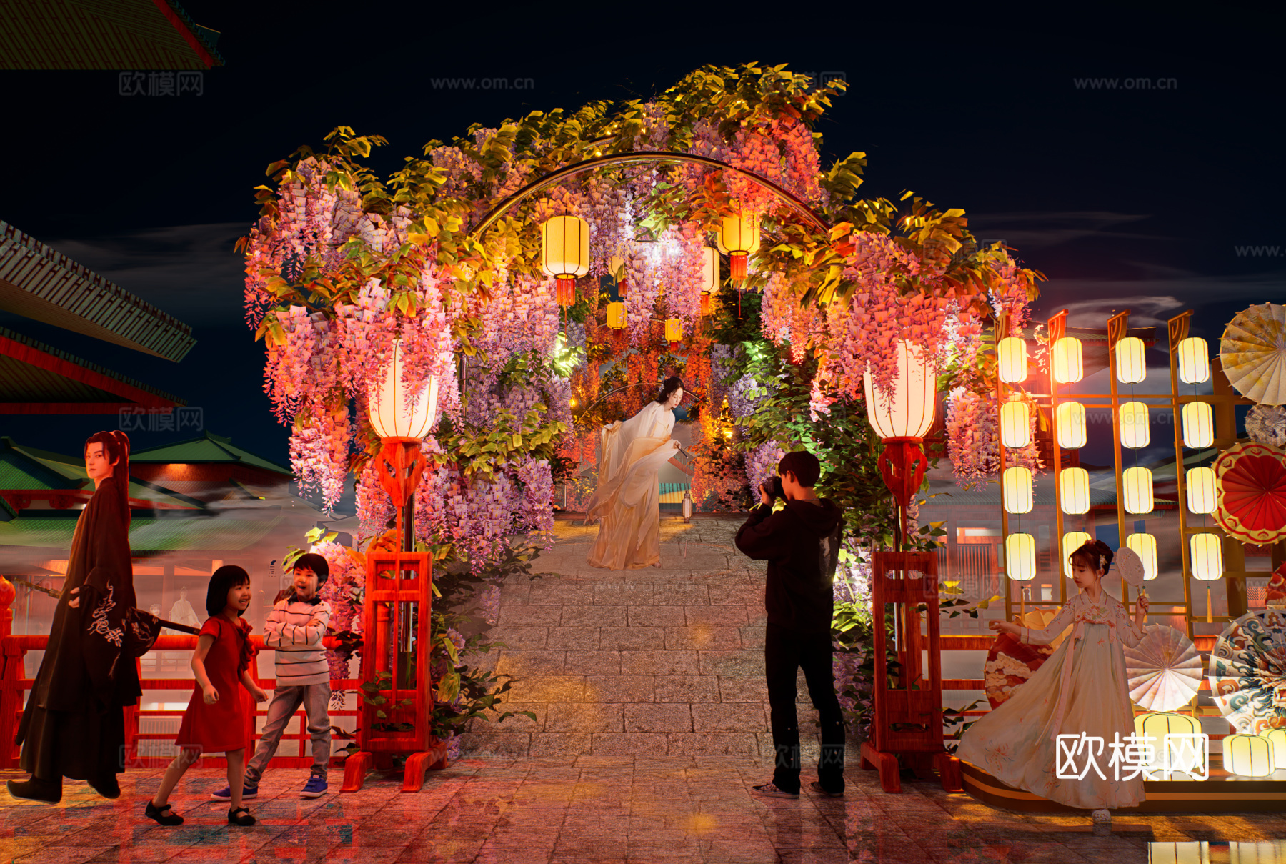 网红打卡国潮古风非遗文化中秋节su模型