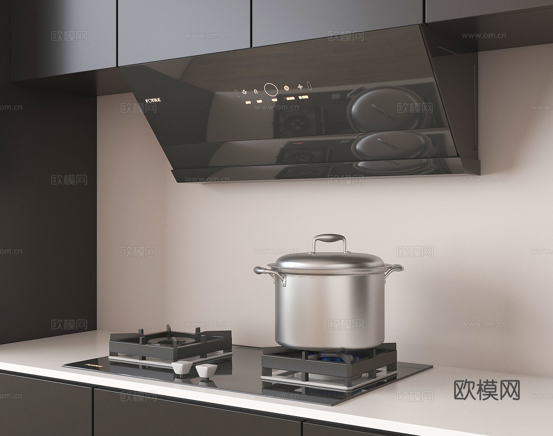 现代油烟机 灶具 炉具 燃气灶 厨房电器3d模型下载