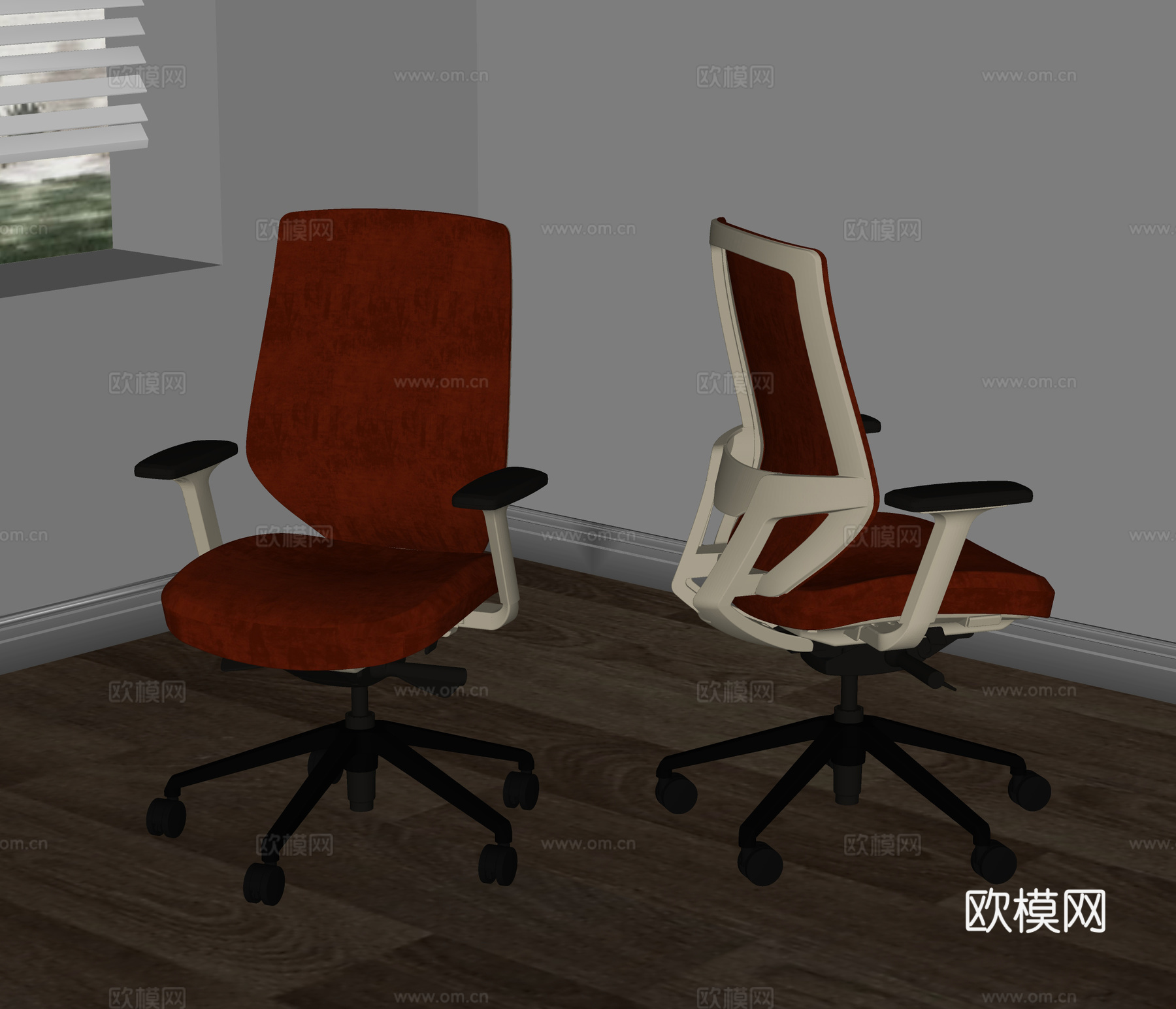 现代休闲椅 办公椅 职员椅 布椅 培训椅su模型