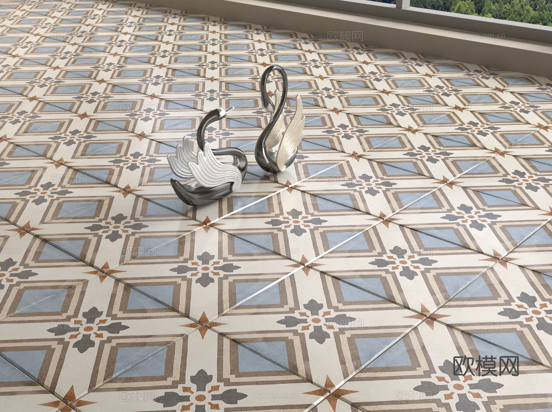 复古砖花砖 地砖 仿古砖3d模型下载