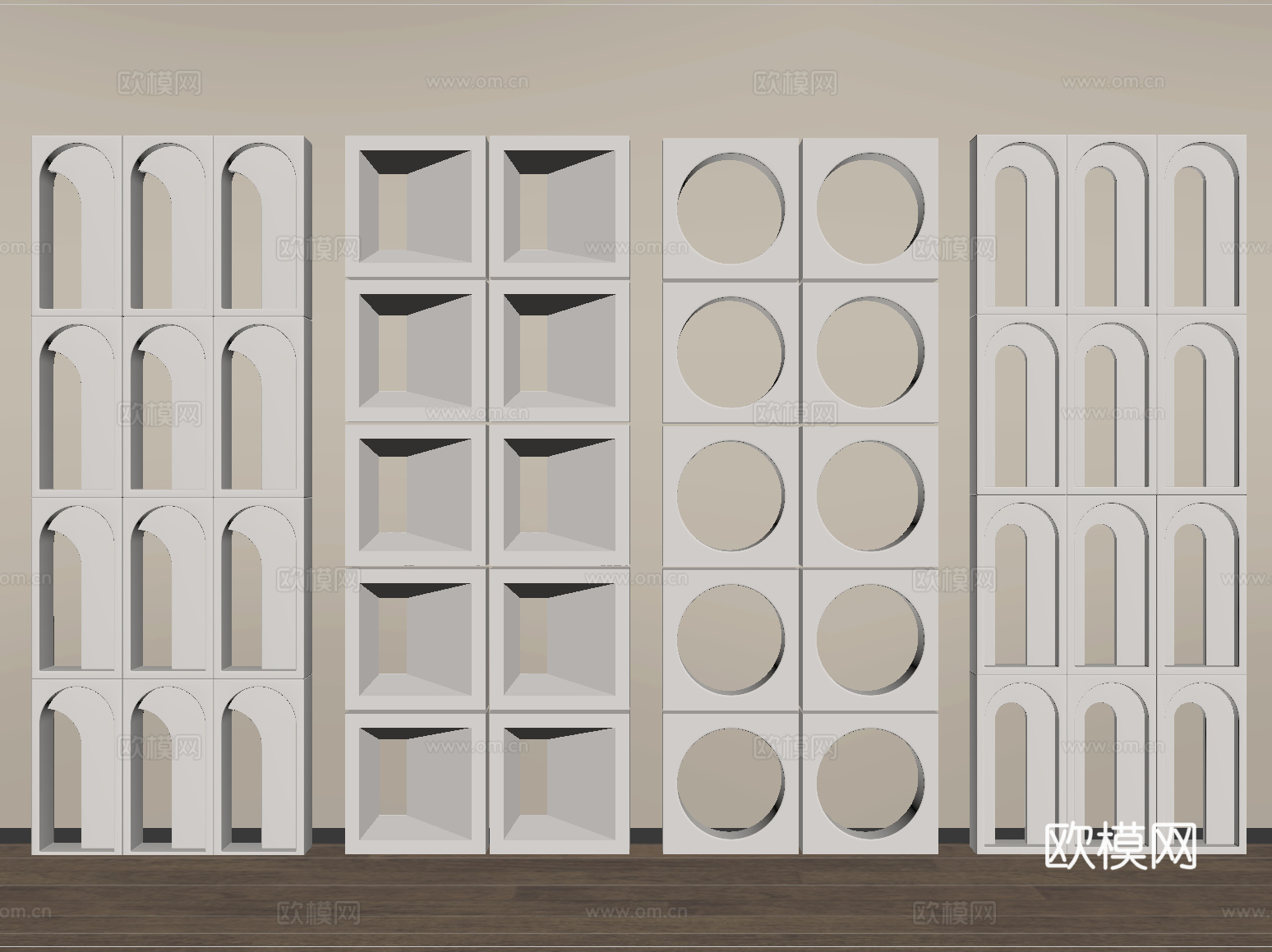 现代水泥砖隔断 镂空水泥砖隔断 空心砖 镂空砖su模型