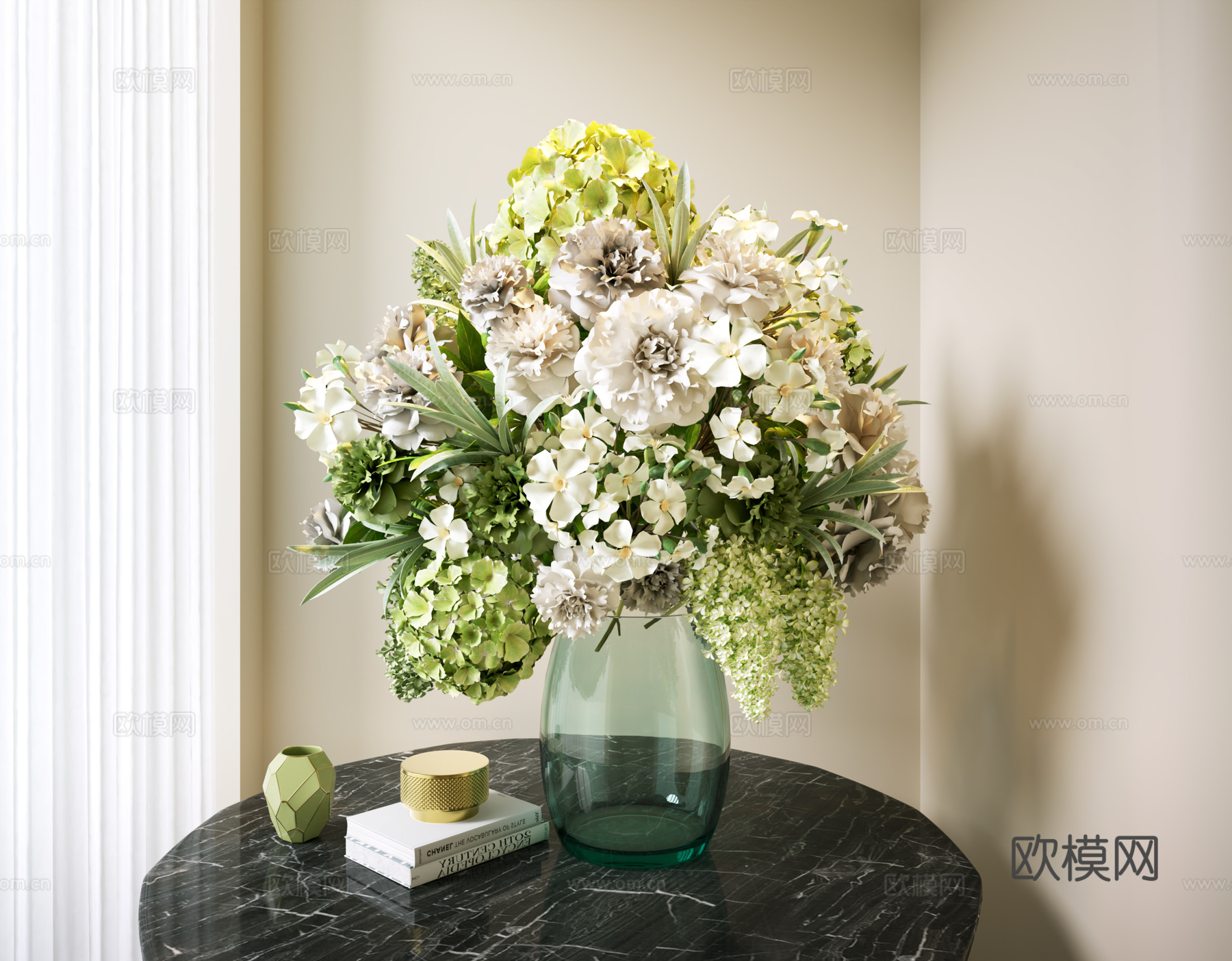 花瓶 现代花艺盆景 玻璃花瓶 装饰摆件 花 现代花艺su模型