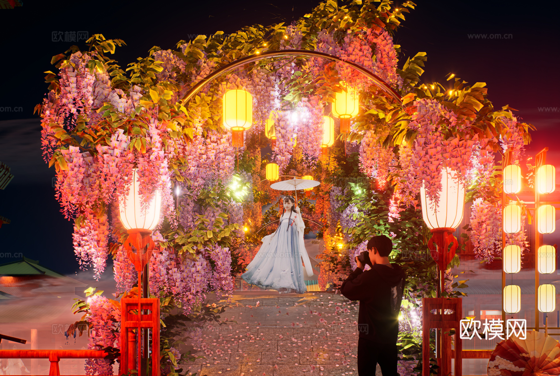 网红打卡国潮古风非遗文化中秋节su模型