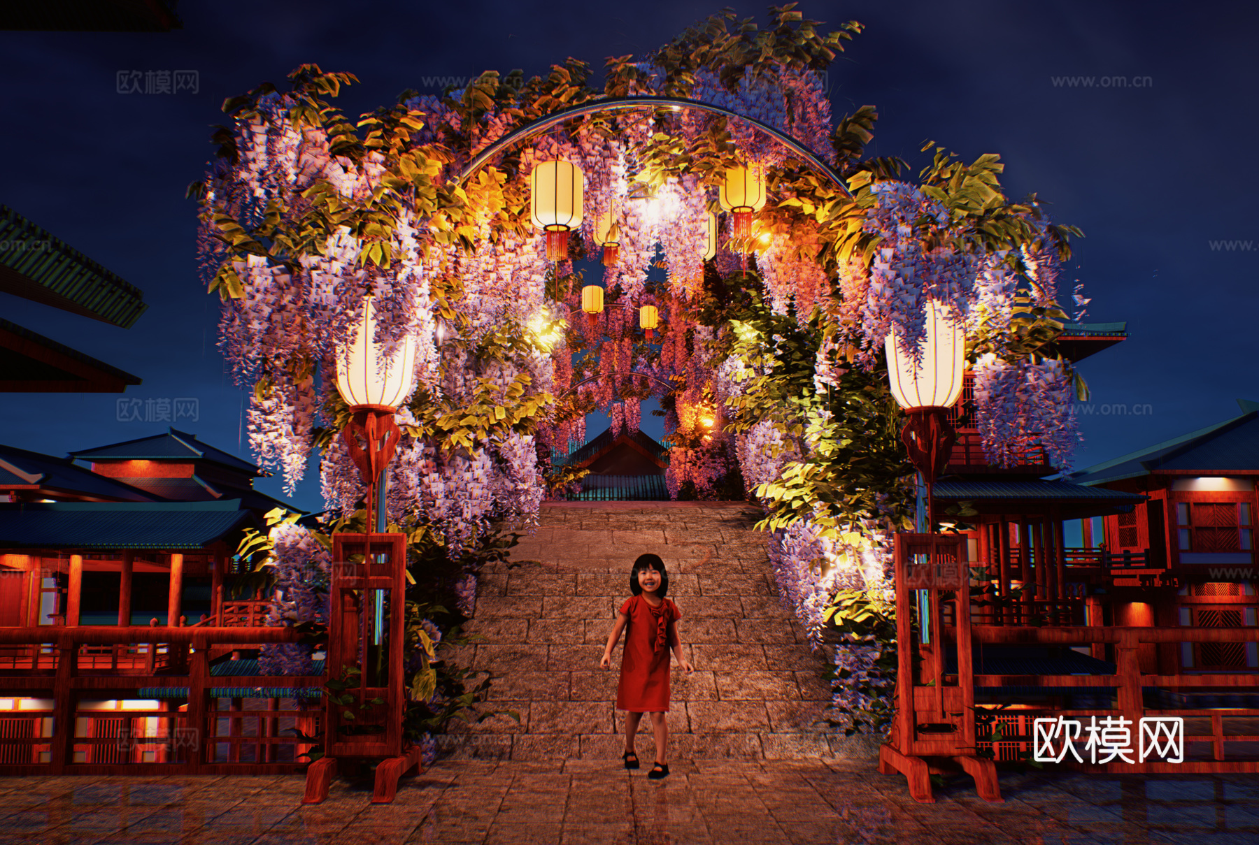 网红打卡国潮古风非遗文化中秋节su模型