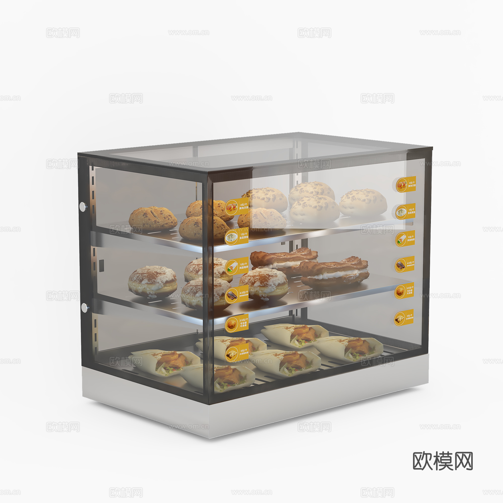 商用保温柜烤肠机便利店食物恒温柜熟食柜面包汉堡炸鸡保温箱su模型