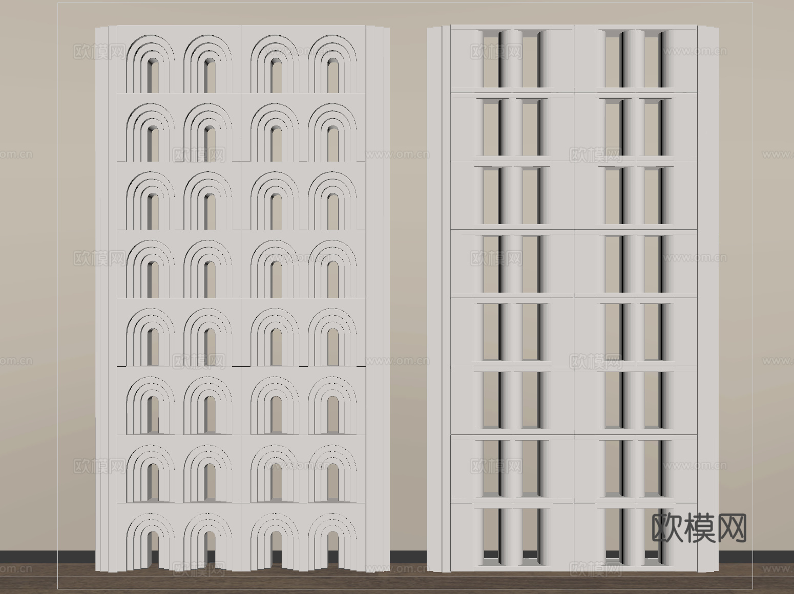 现代水泥砖隔断 镂空水泥砖隔断 空心砖 镂空砖su模型