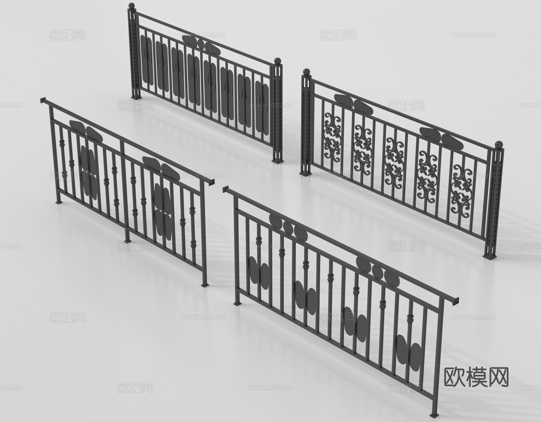现代铁艺栏杆 护栏 围栏 防护栏 栏杆 扶手su模型