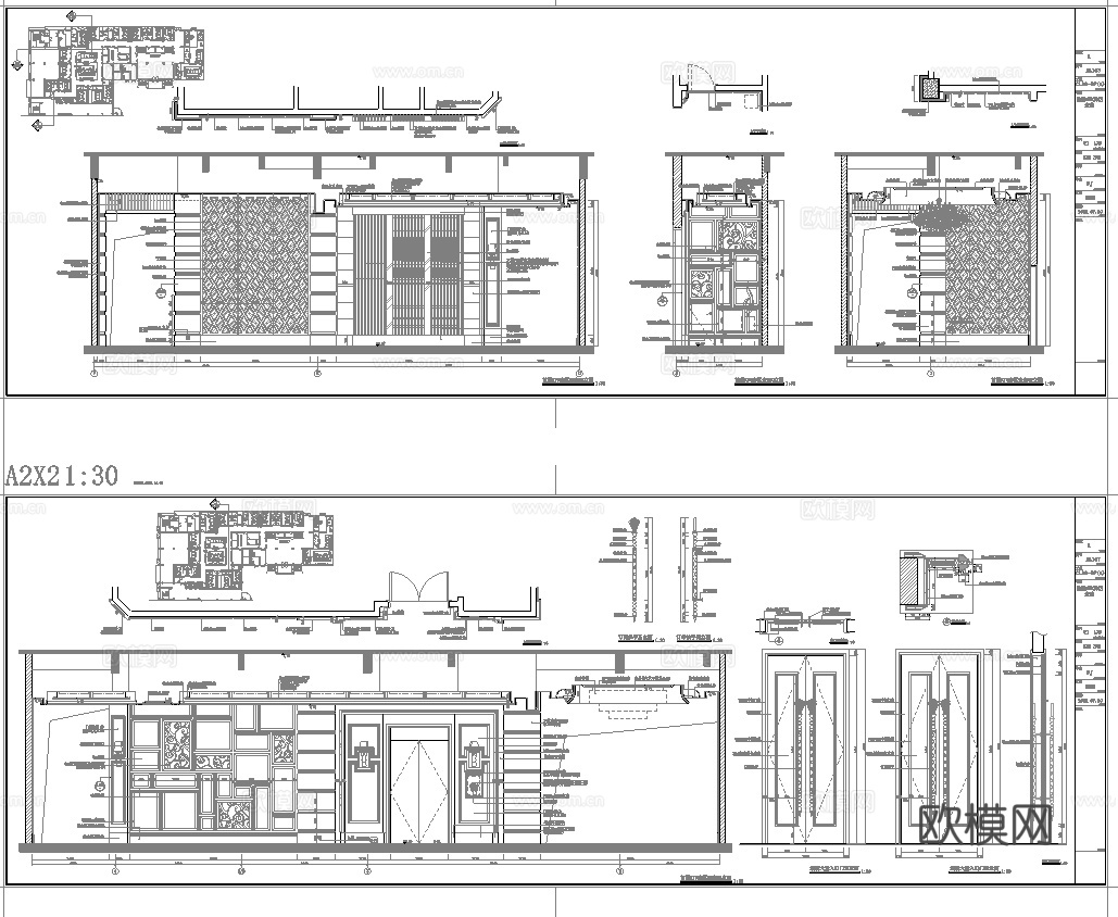 最新2套全套 酒吧 KTV 施工图 效果图合集cad施工图