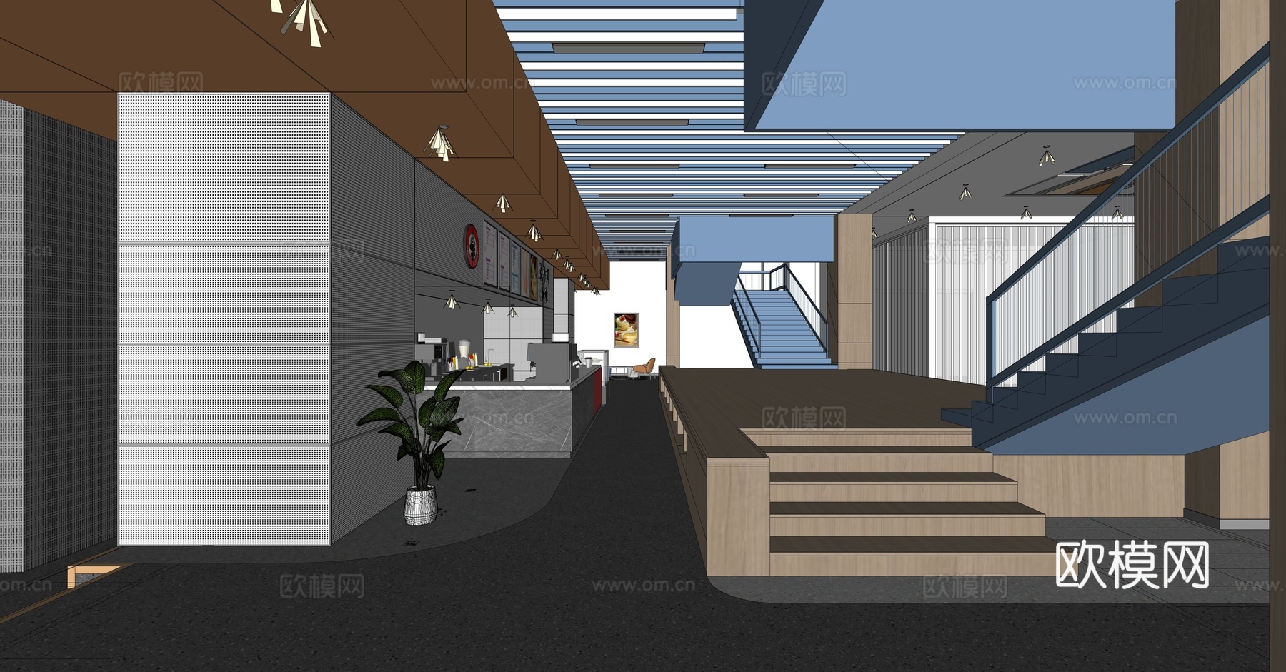 现代入口大厅  大堂  接待台su模型