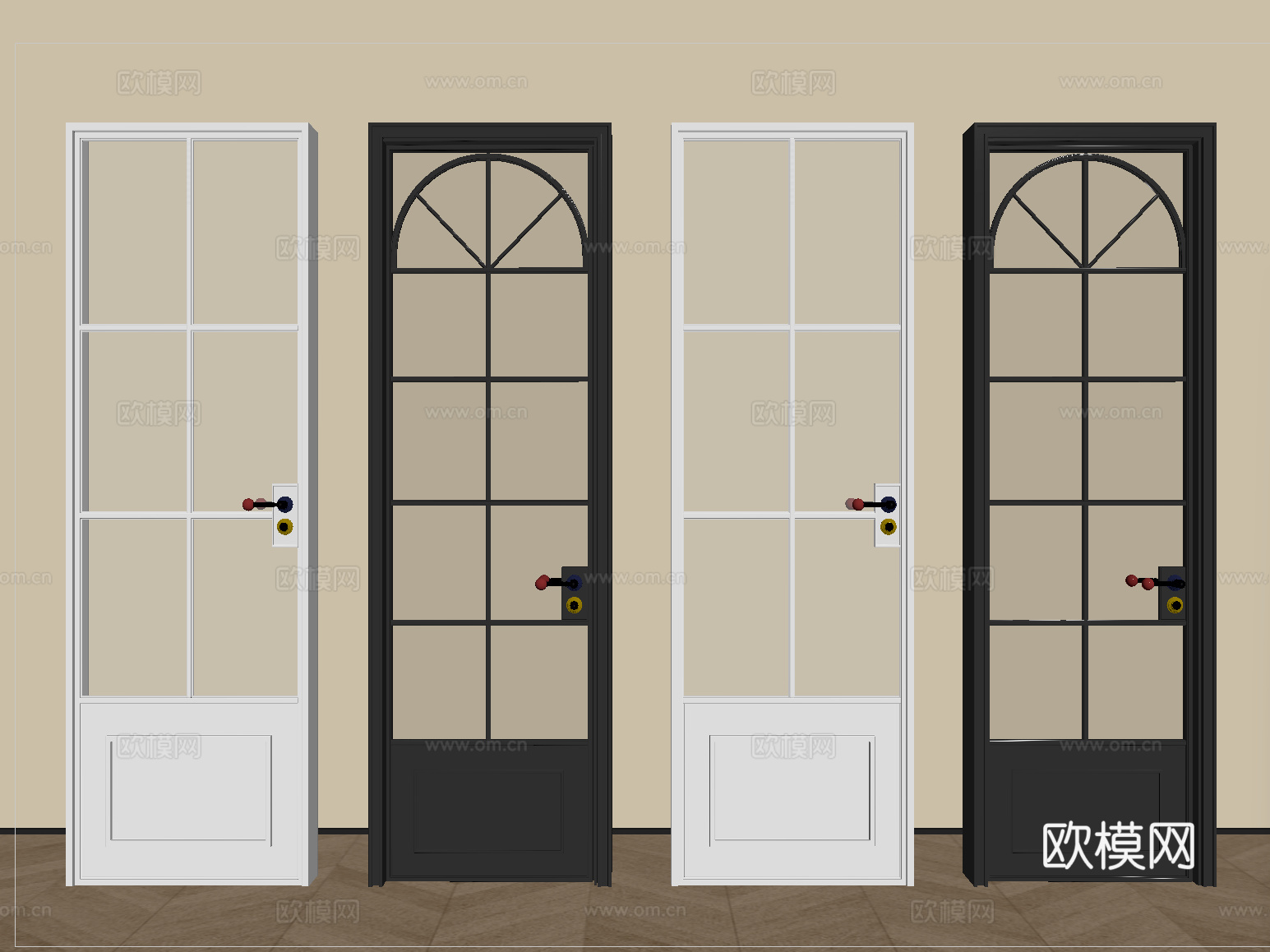 法式单开门 玻璃单开门 长虹玻璃门 厨卫门su模型