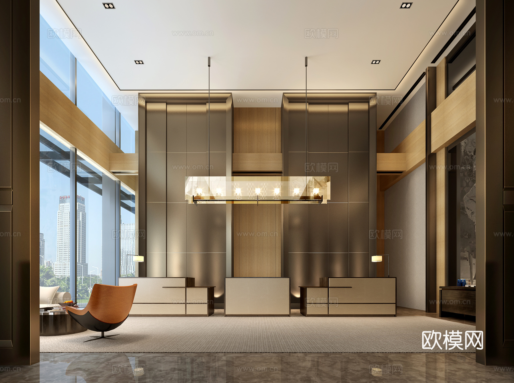 现代工装空间>酒店>酒店大堂现代风格 奢华3d模型下载